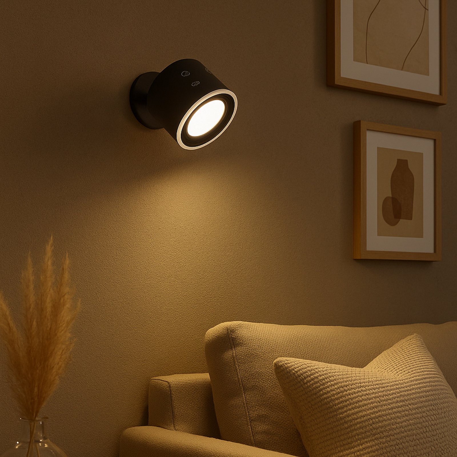 LED-Akku-Wandspot Magnetic, schwarz, dimmbar, RGBW