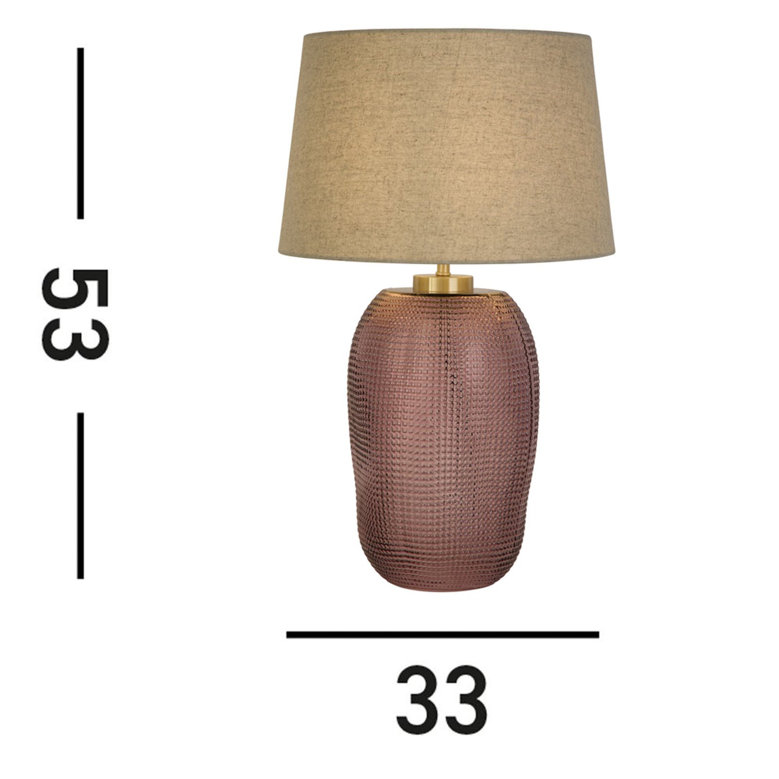 Stolní lampa Ametyst, béžová/růžová, výška 37 cm, textil/sklo