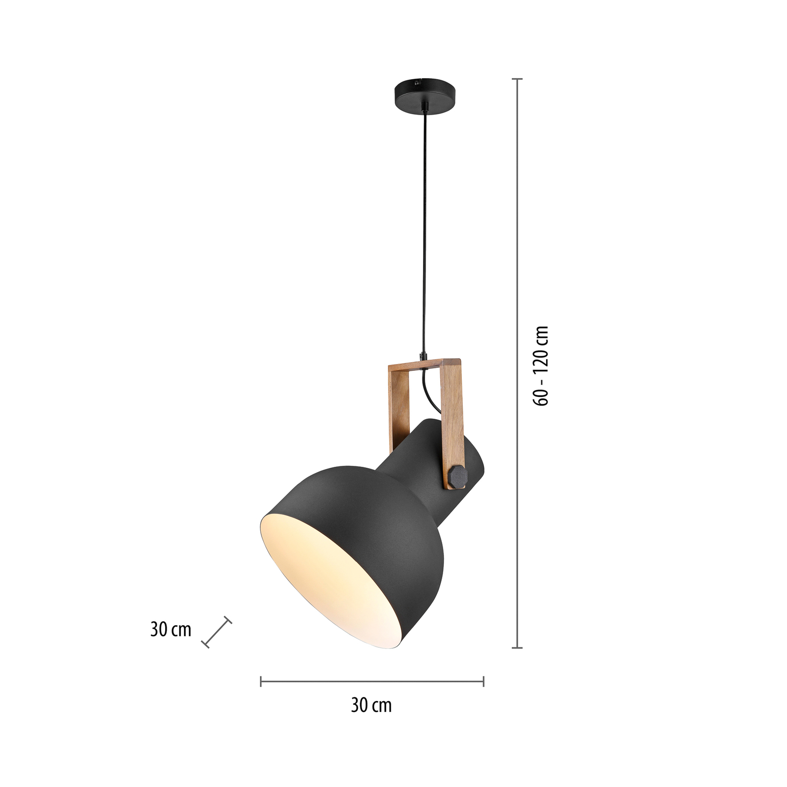 JUST LIGHT. Cup 2.0 hanglamp, Ø30cm, 1-lamp, zwart