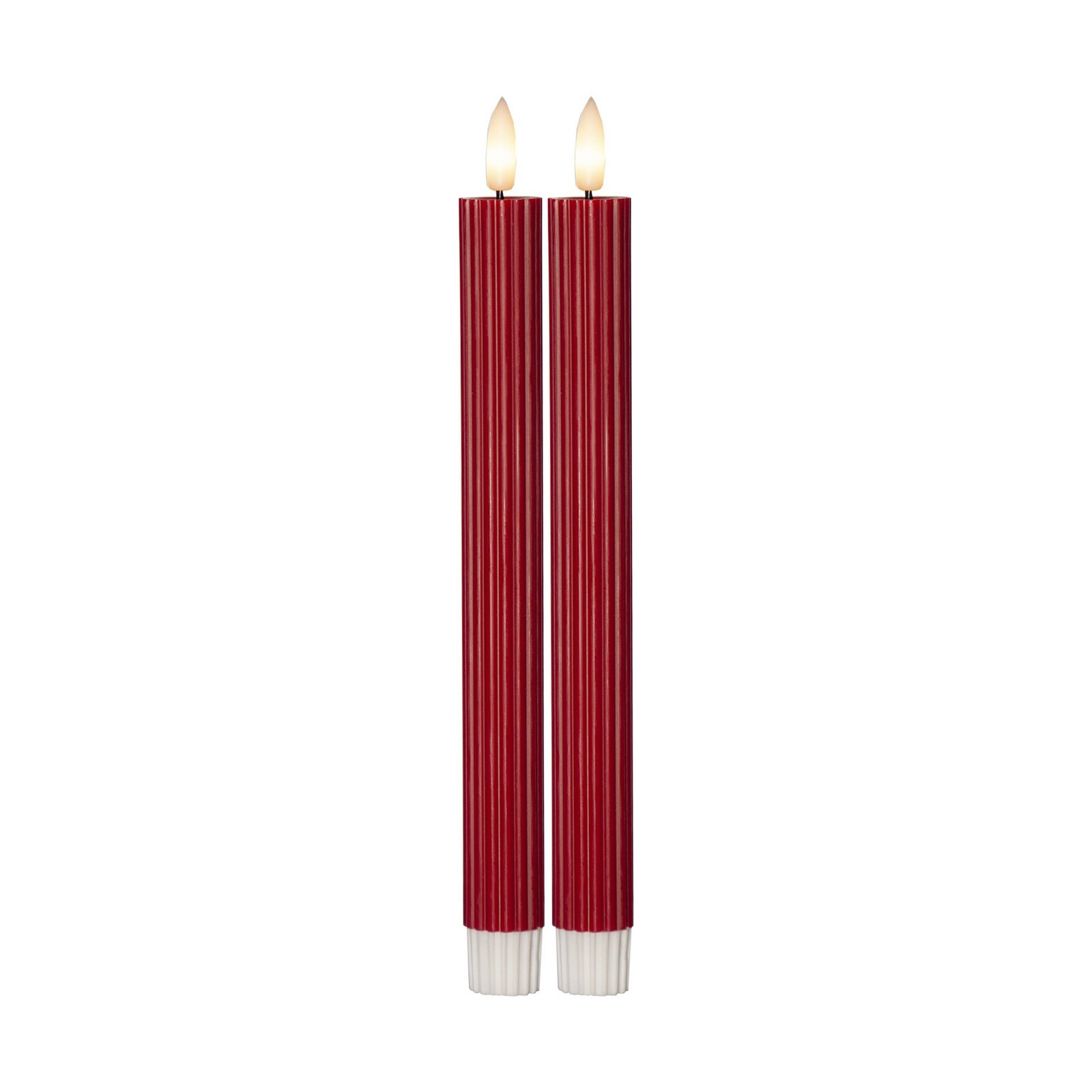 LED-kynttilä Flame Stripe, punainen, 25 cm, vaha, paristo, 2 kpl setti