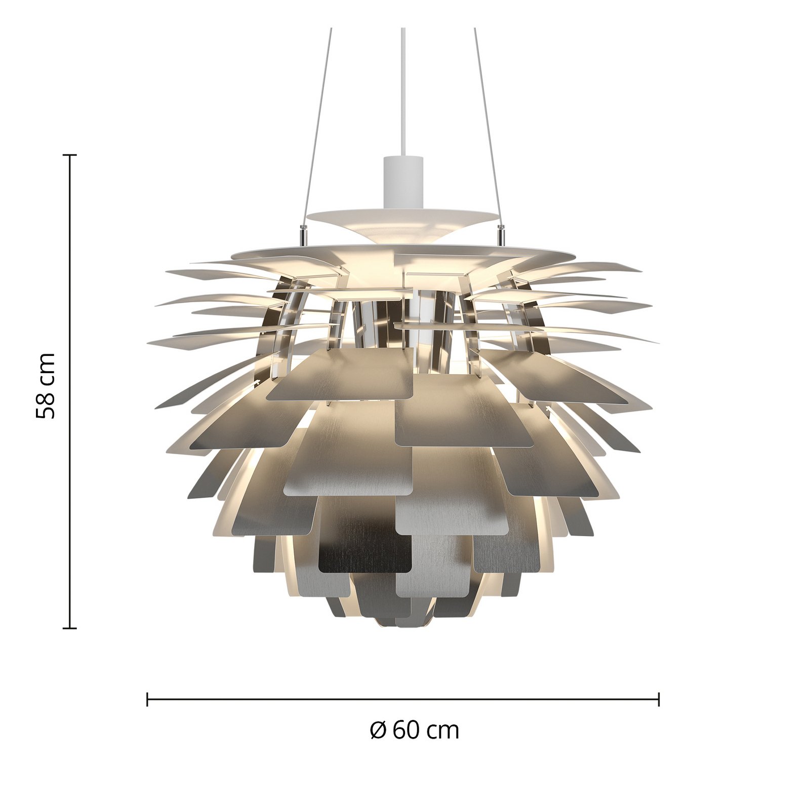 Lámpara colgante PH Artichoke V4, acero inoxidable Ø 60 cm - Louis Poulsen