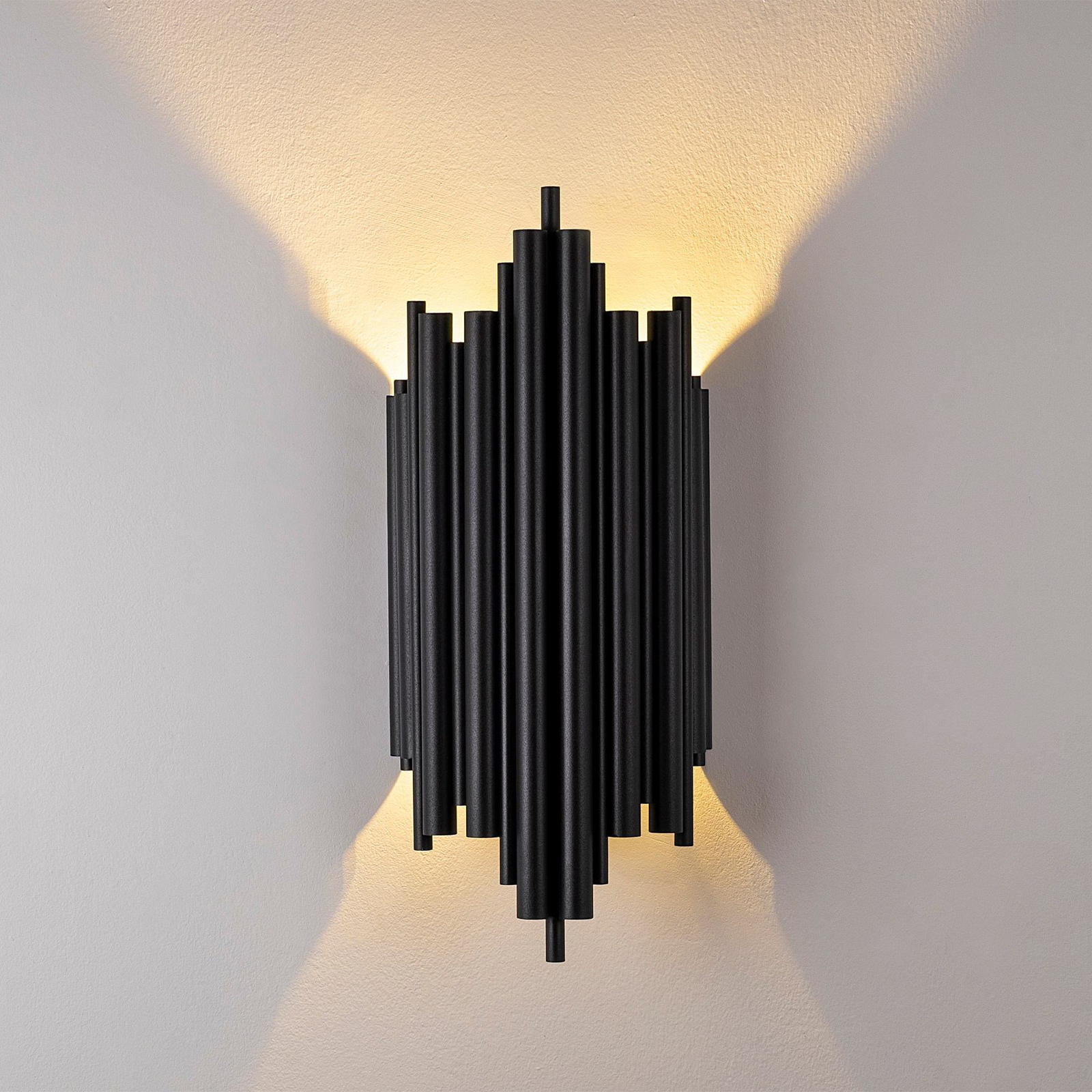 Wandleuchte Reis, schwarz, Metall, Höhe 50 cm
