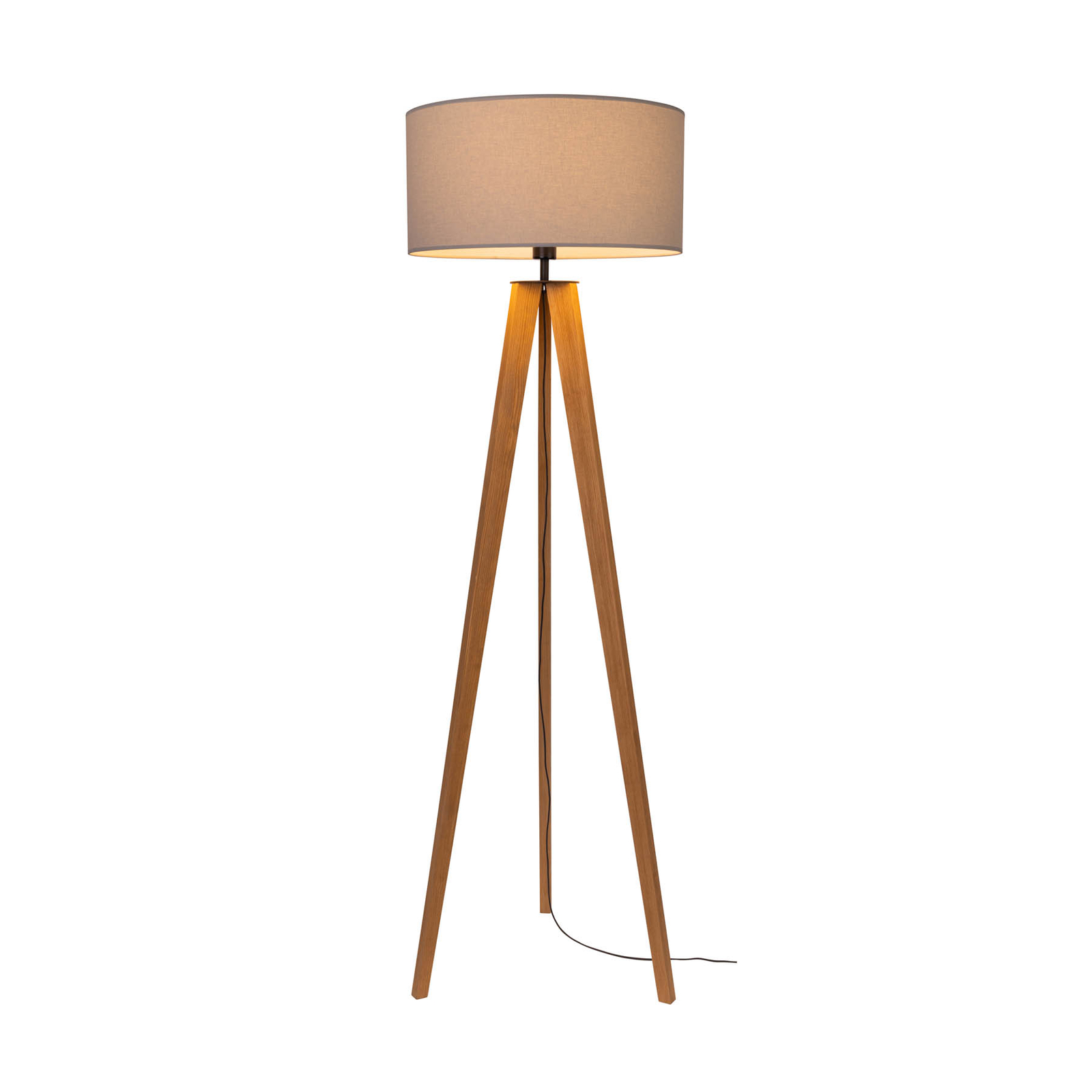 Lampa stojąca Maira, trójnóg, sosna, szara