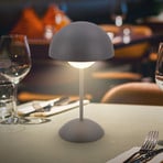 LED rechargeable table lamp Kugle, anthracite, metal, IP44, dimmable.