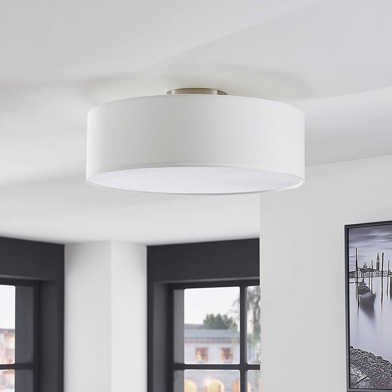 Sebatin Plafond Ø40 Cream/White/Nickel - Lindby