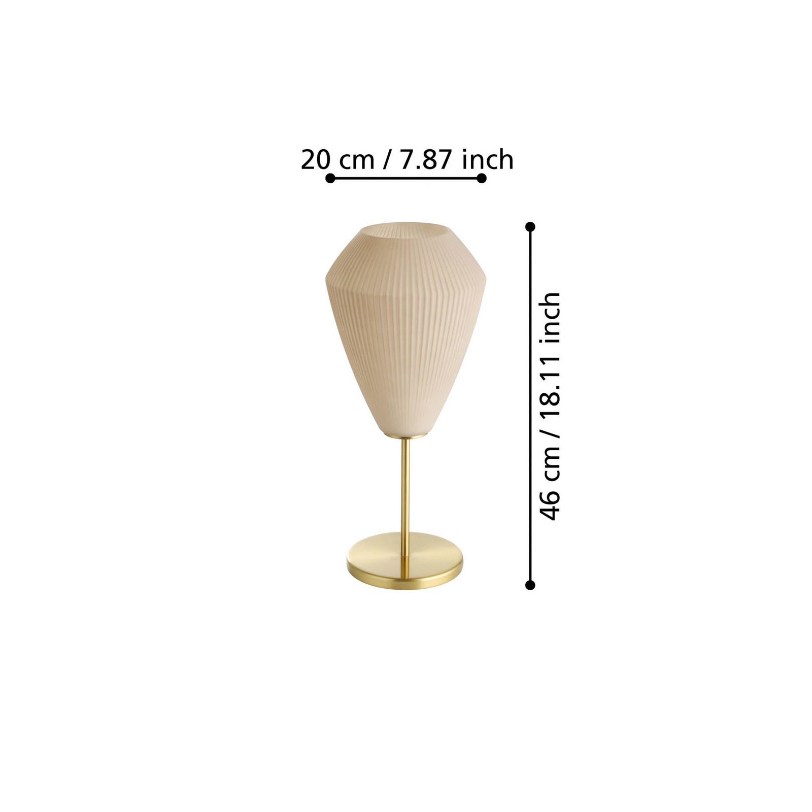 Lampa stołowa Caprarola, wysokość 46 cm, kolor piaskowy/mosiądz, szkło