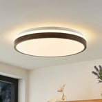 Lindby LED φωτιστικό οροφής Hudsona, Ø 49 cm, ξύλο, καφέ