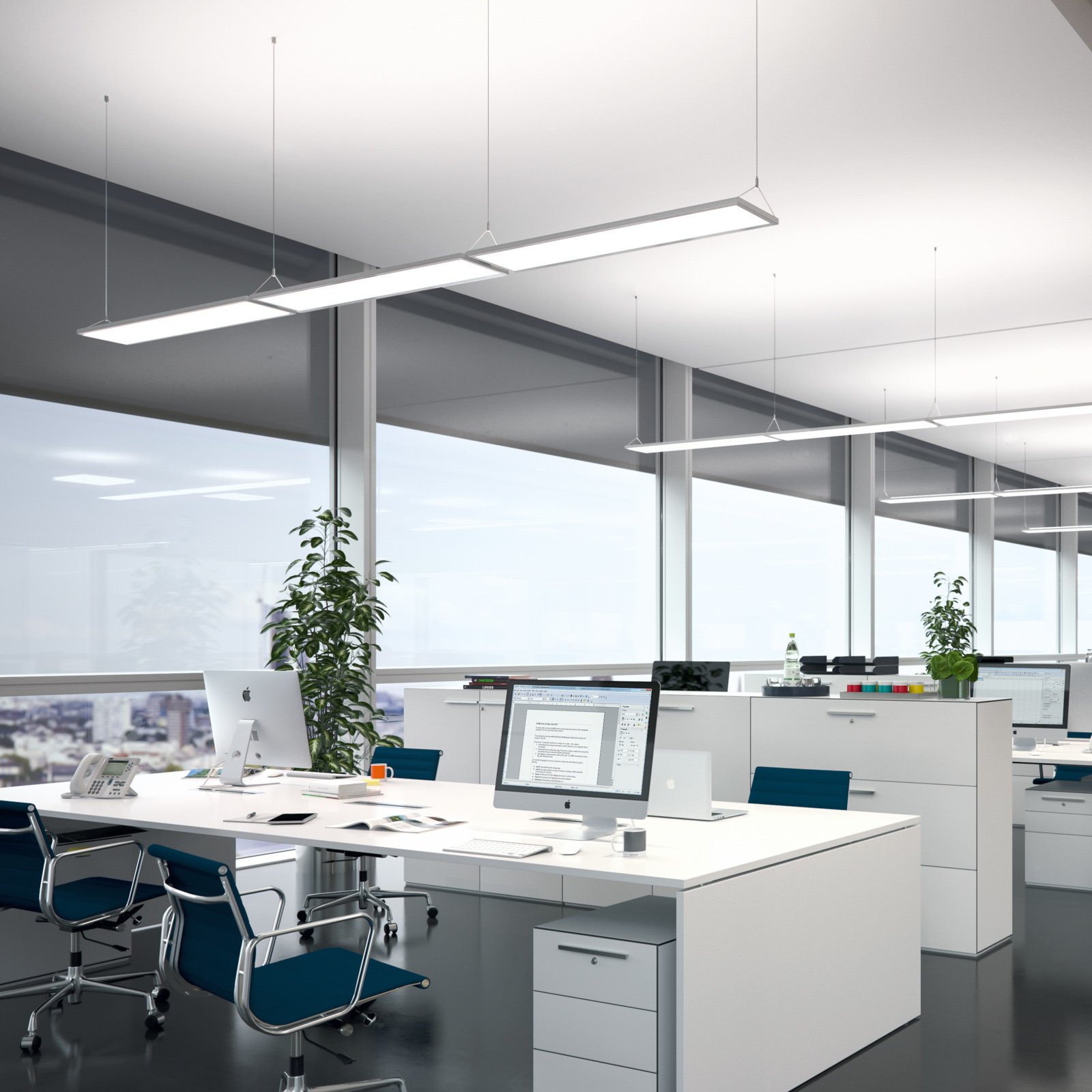 LED-hänglampa IDOO för kontor 49 W, vit