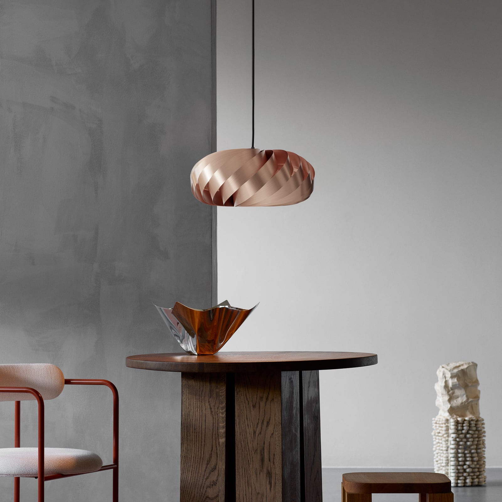 Lampada a sospensione Tom Rossau TR5, Ø 40 cm, rame, alluminio