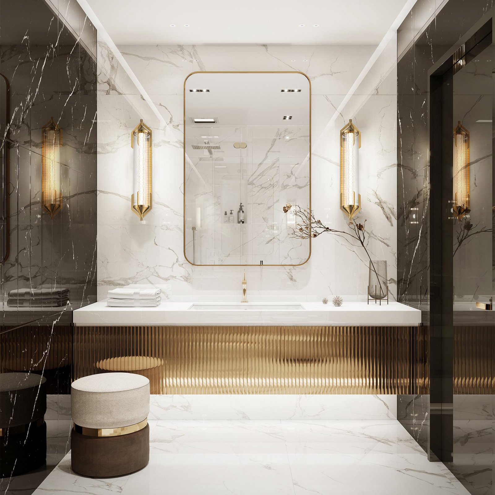 LED wandlamp ESPADA goud geborsteld Breedte 70 cm Metaal IP44