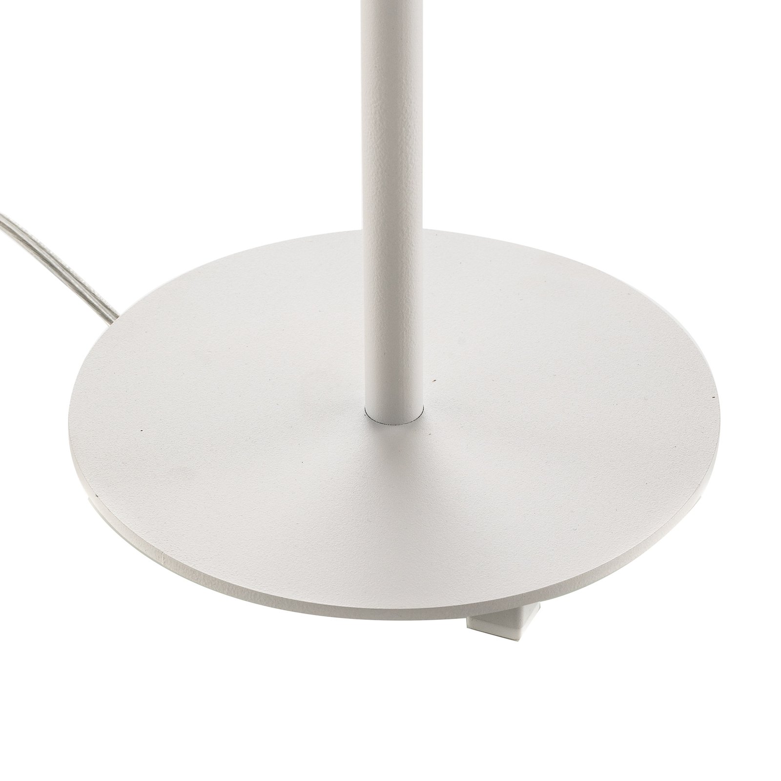 Lampa stołowa Helen z biało-złotym tekstylnym kloszem