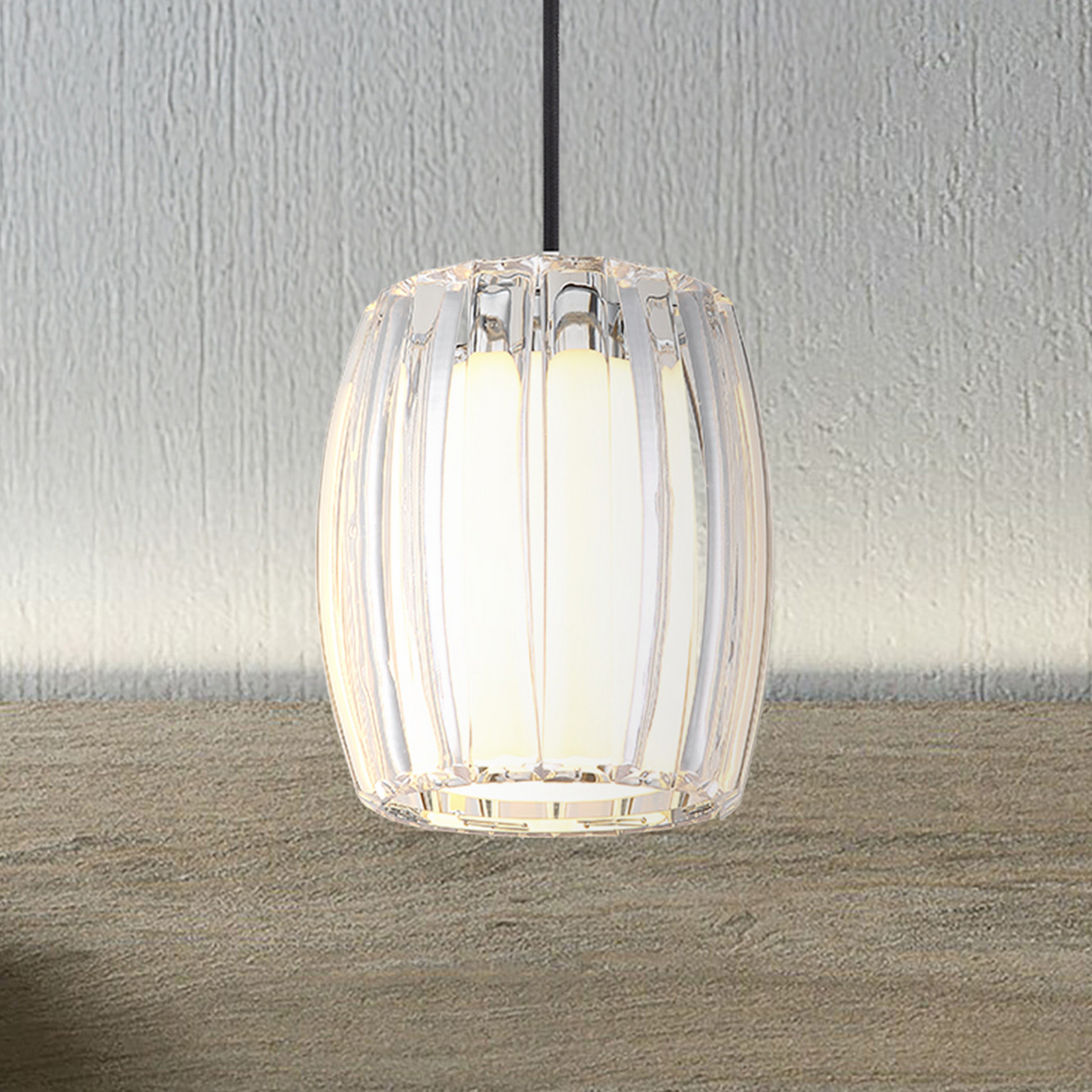 Lampă suspendată Maribel, Ø 18 cm, crom/transparent, metal