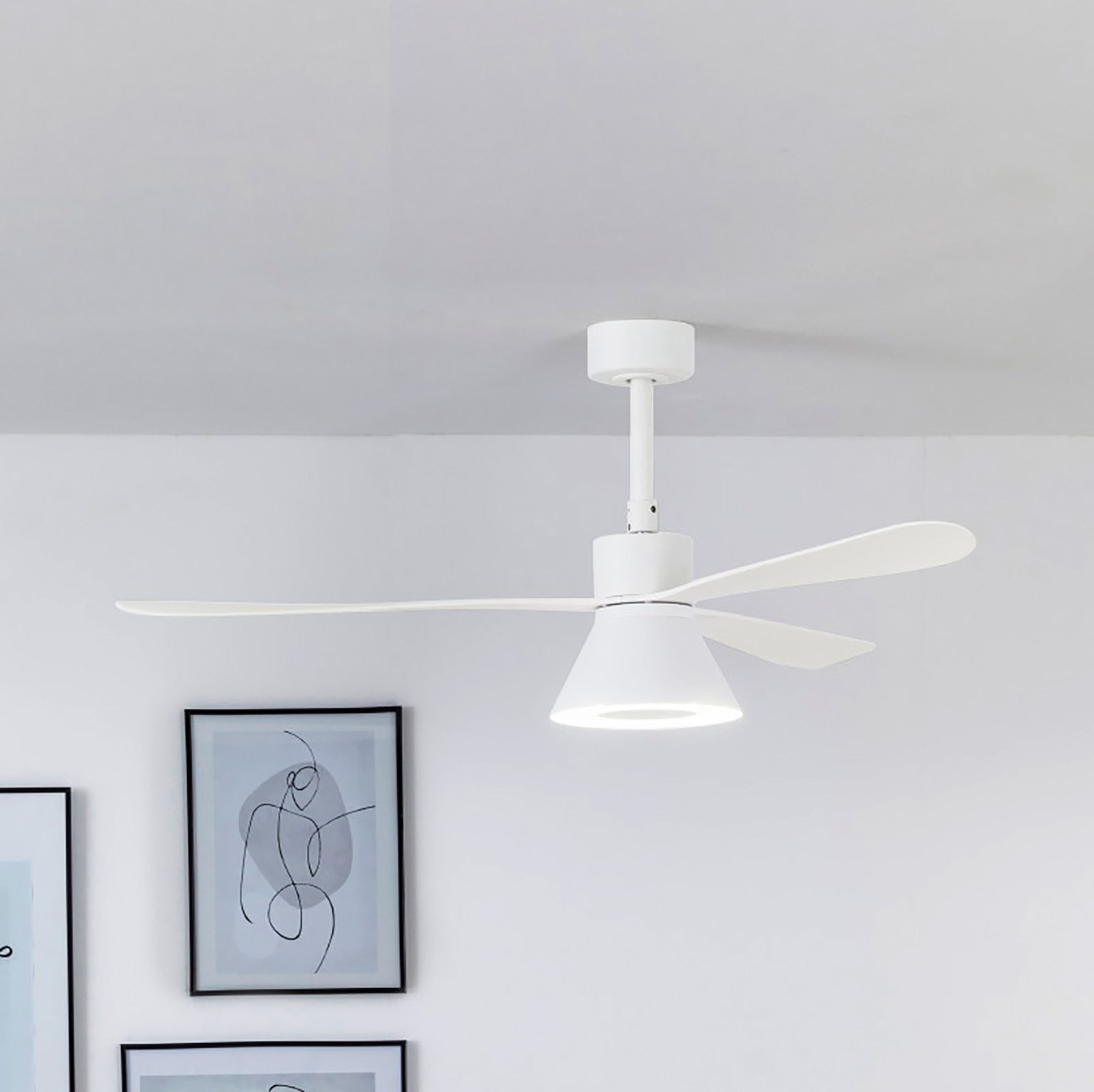 Ventilador de techo Amelia Cone lámpara LED blanco