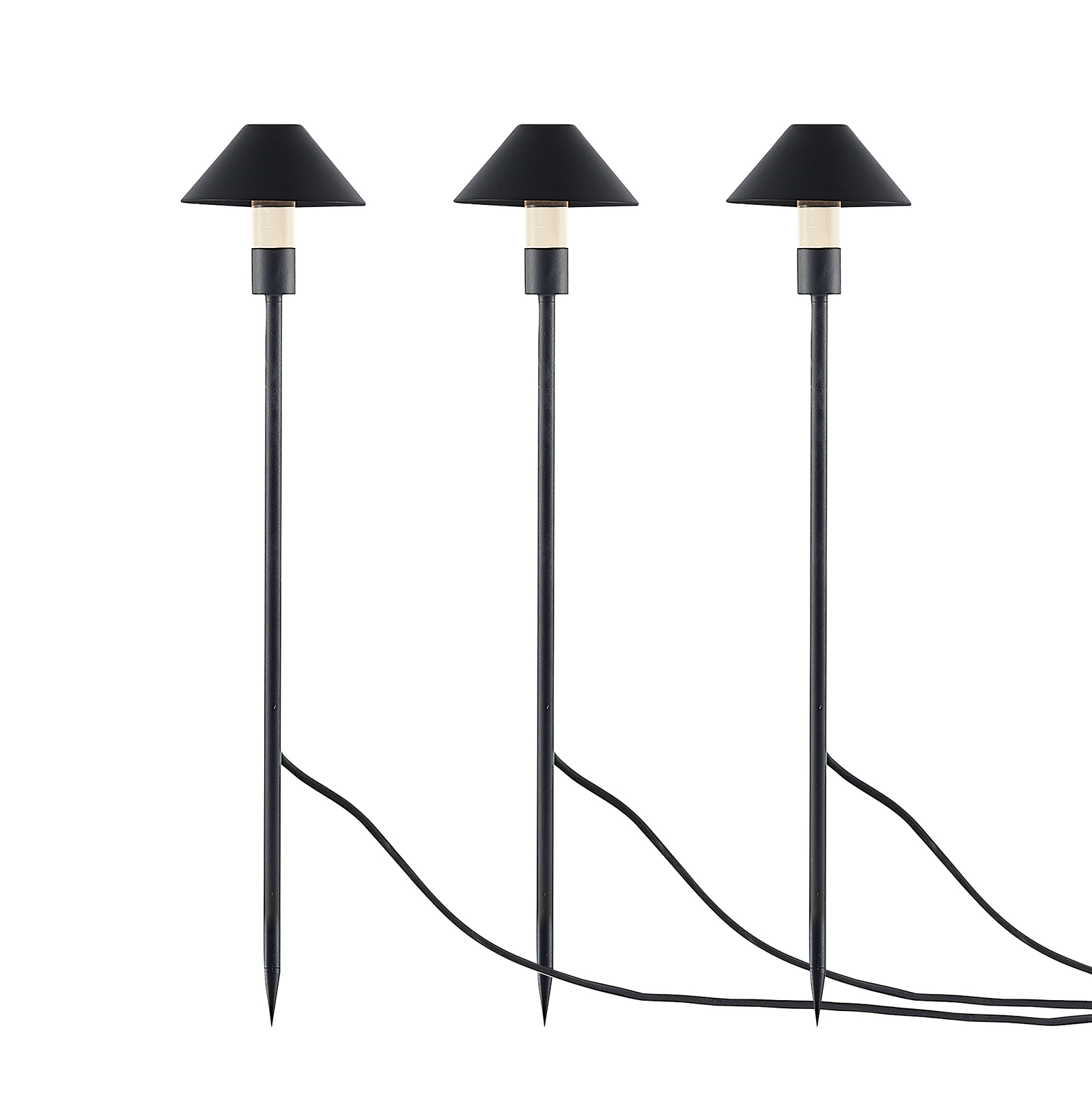 Lindby Velenora LED-Erdspießleuchten-Set, 3 Stück