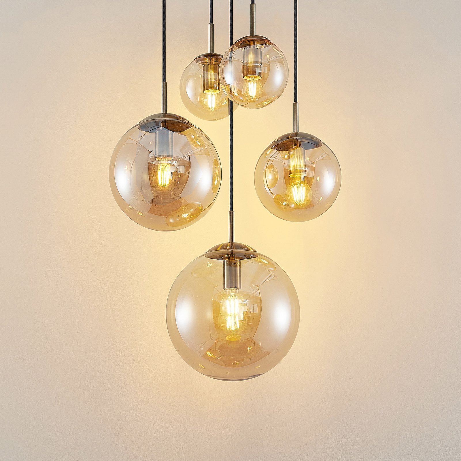 Teeja 5 Cluster Riippuvalaisin  Amber - Lindby