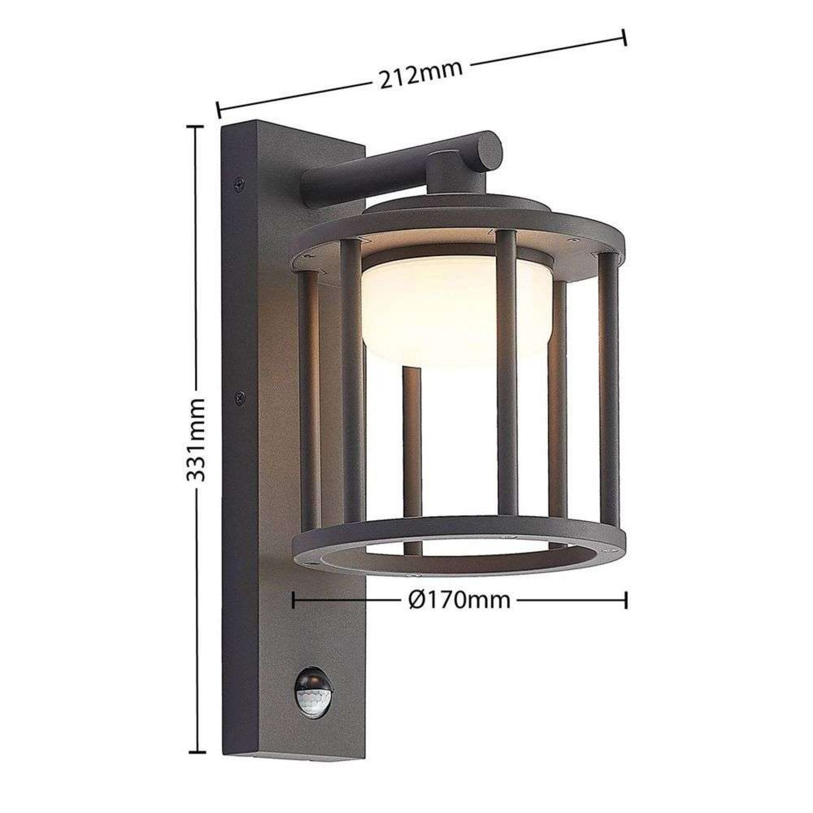 Berenike Utomhus Vägglampa w/Sensor Dark Grey - Lucande