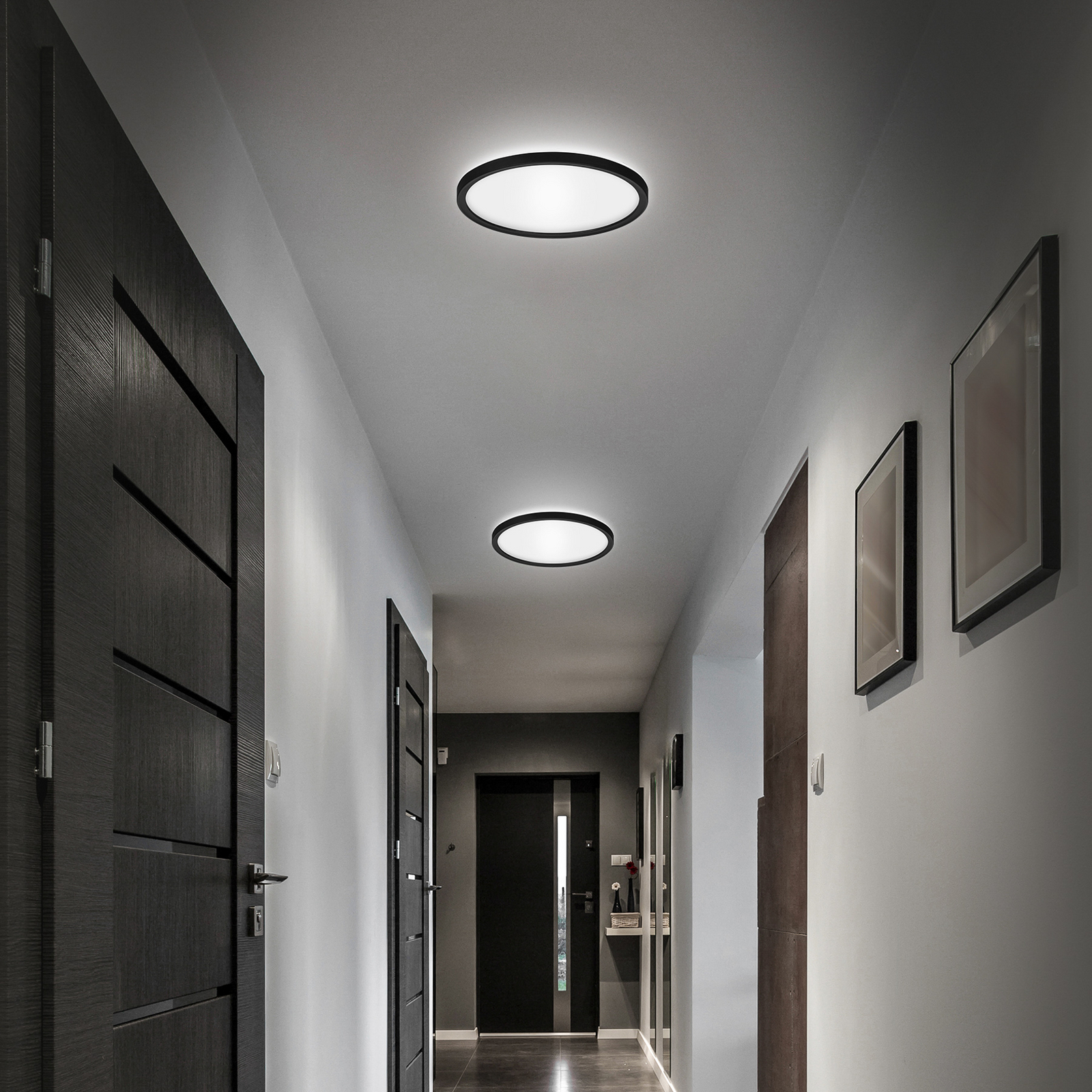 LED bathroom ceiling light Slim Drip, black, Ø 29 cm, IP44