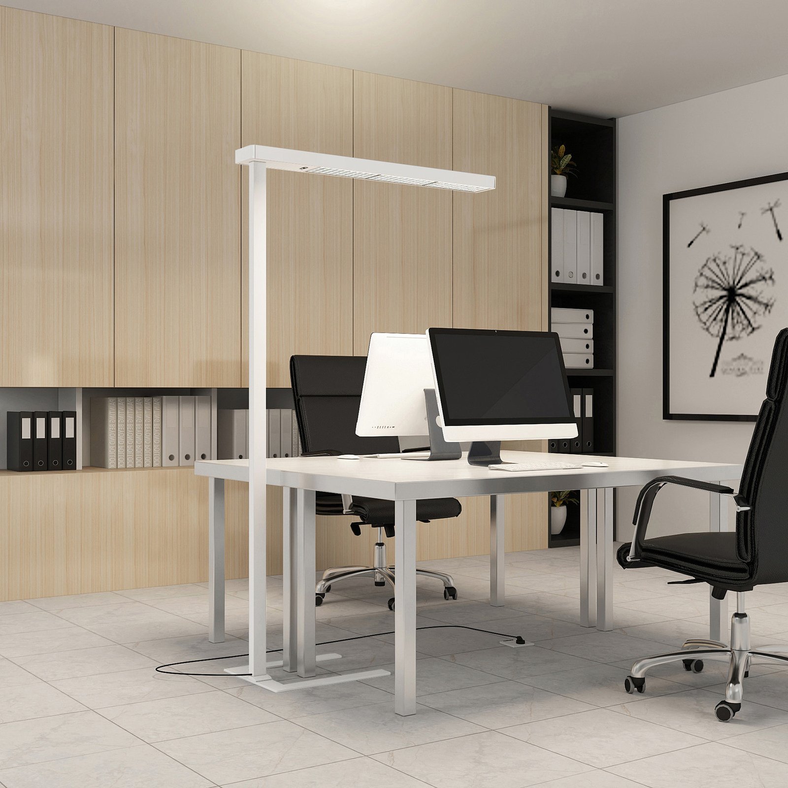 Arcchio LED-Bürostehlampe Susi, weiß, Sensor, Touchdimmer