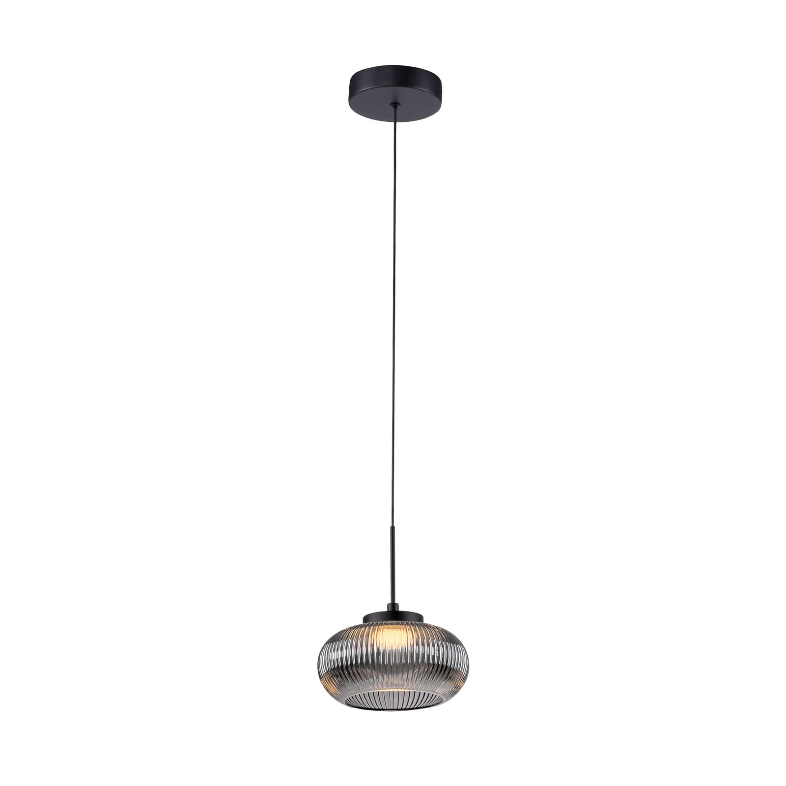 Lámpara colgante LED Noctis, gris ahumado, cristal, atenuable, 3.000 K