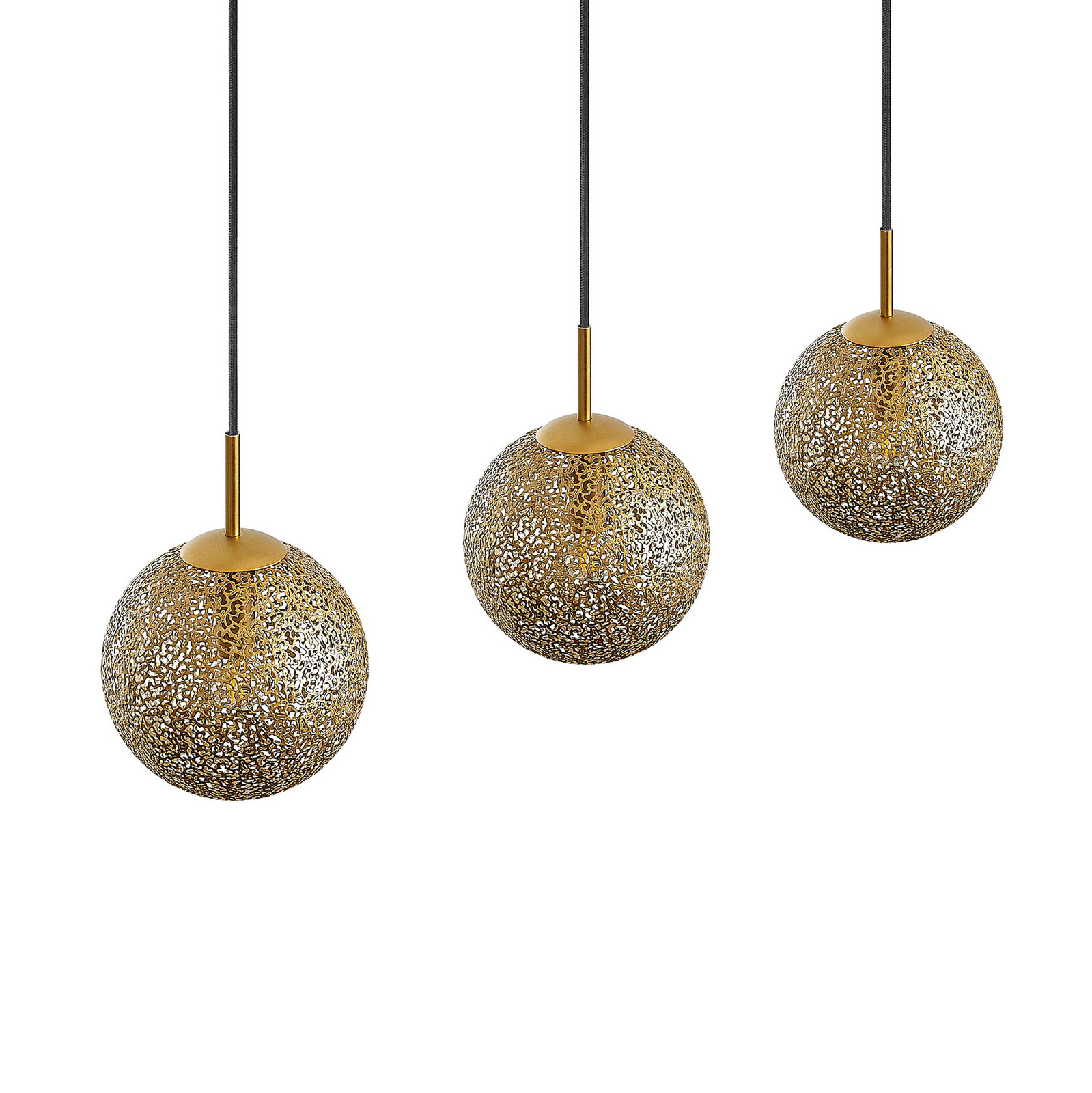 Lindby Caralina pendant light, three-light, globes