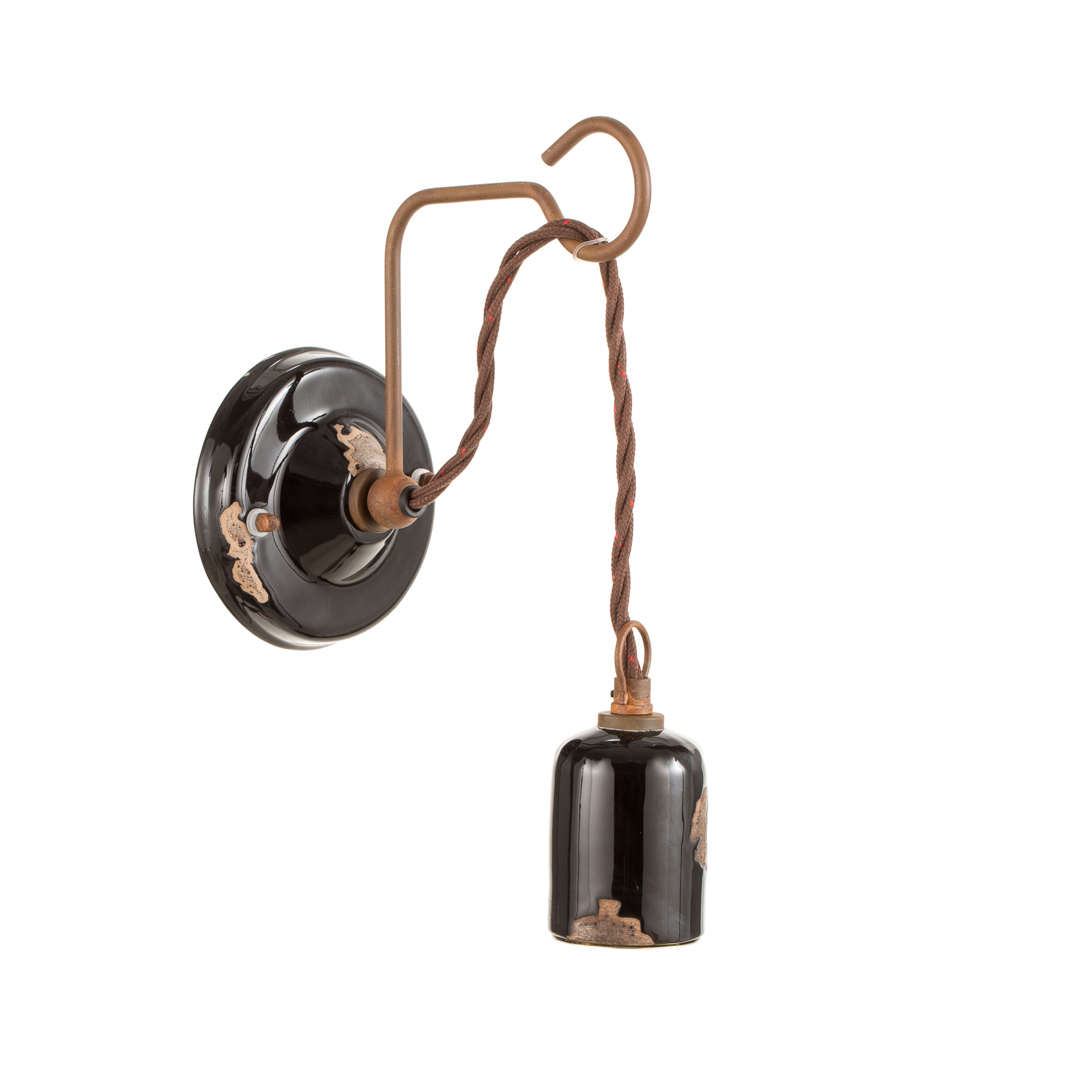 C665 fali lámpa vintage stílusú fekete színben