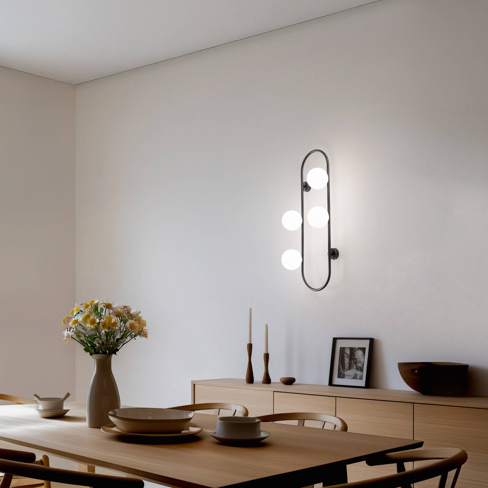 Wandleuchte Indra, schwarz, Höhe 70 cm Metall, 4-flg. günstig online kaufen
