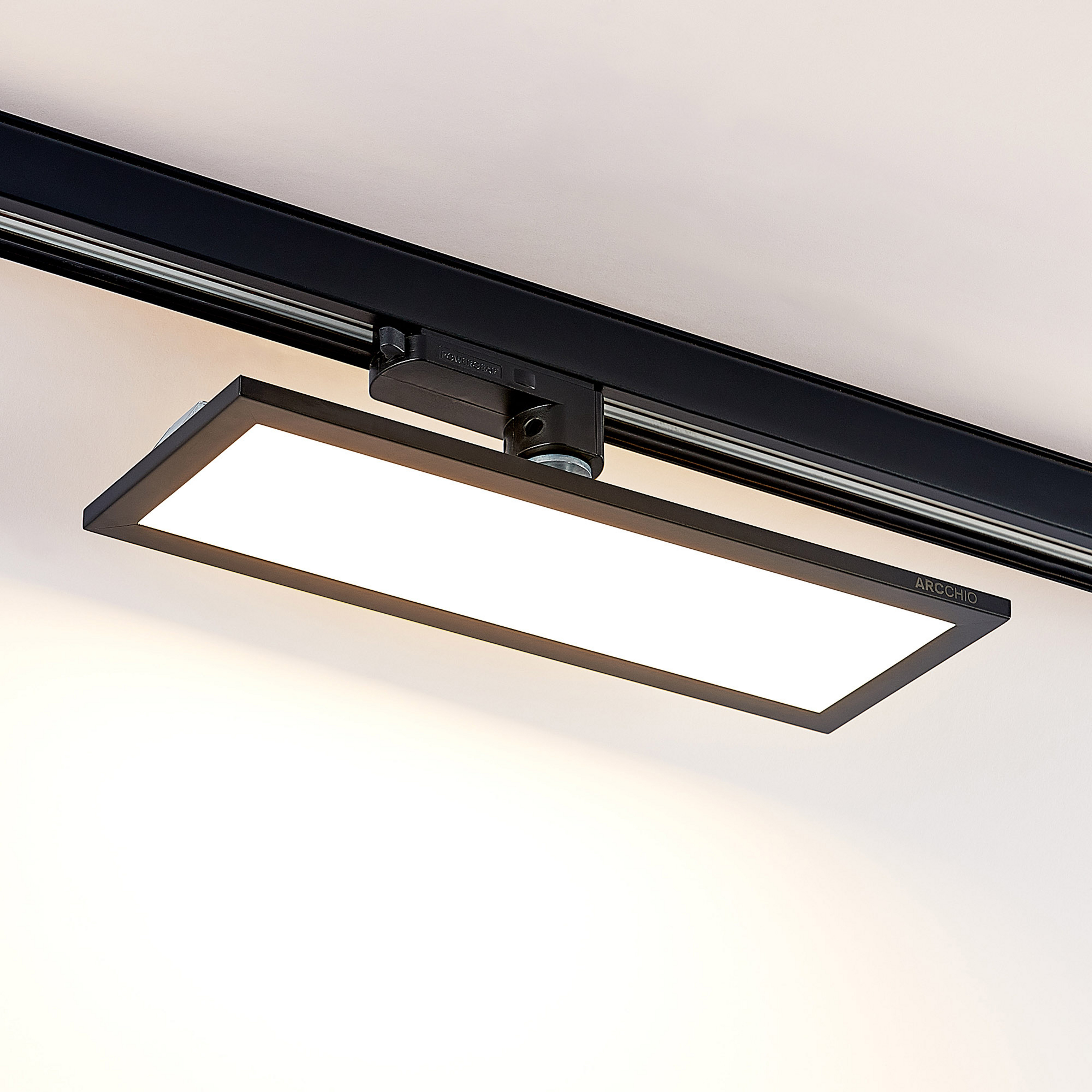 Arcchio LED-Panel Hairis, schwarz, 3.000 K, 30 cm, 3-Phasen