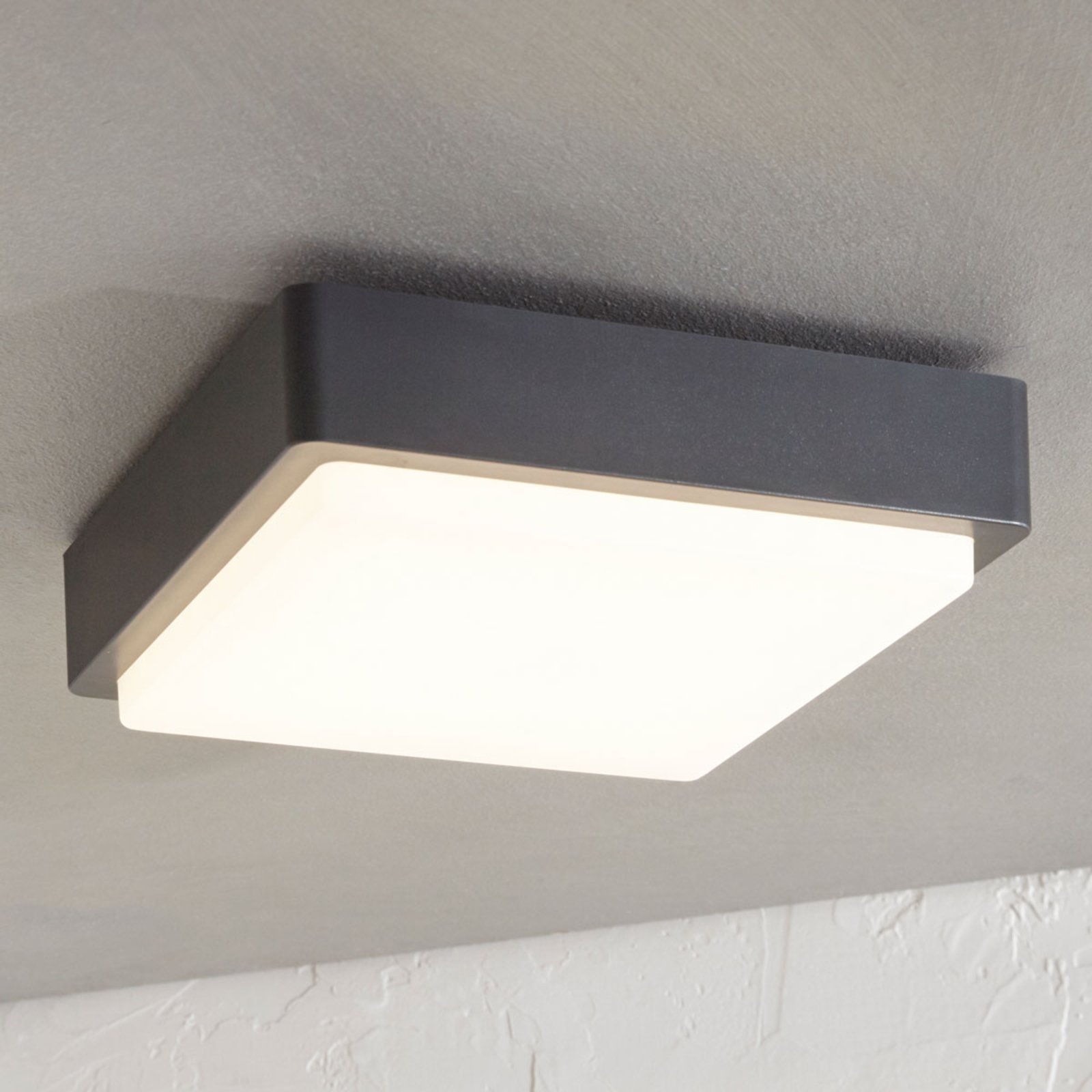 Nermin Square LED Außenwandleuchte IP65 Dark Grey/White - Lindby