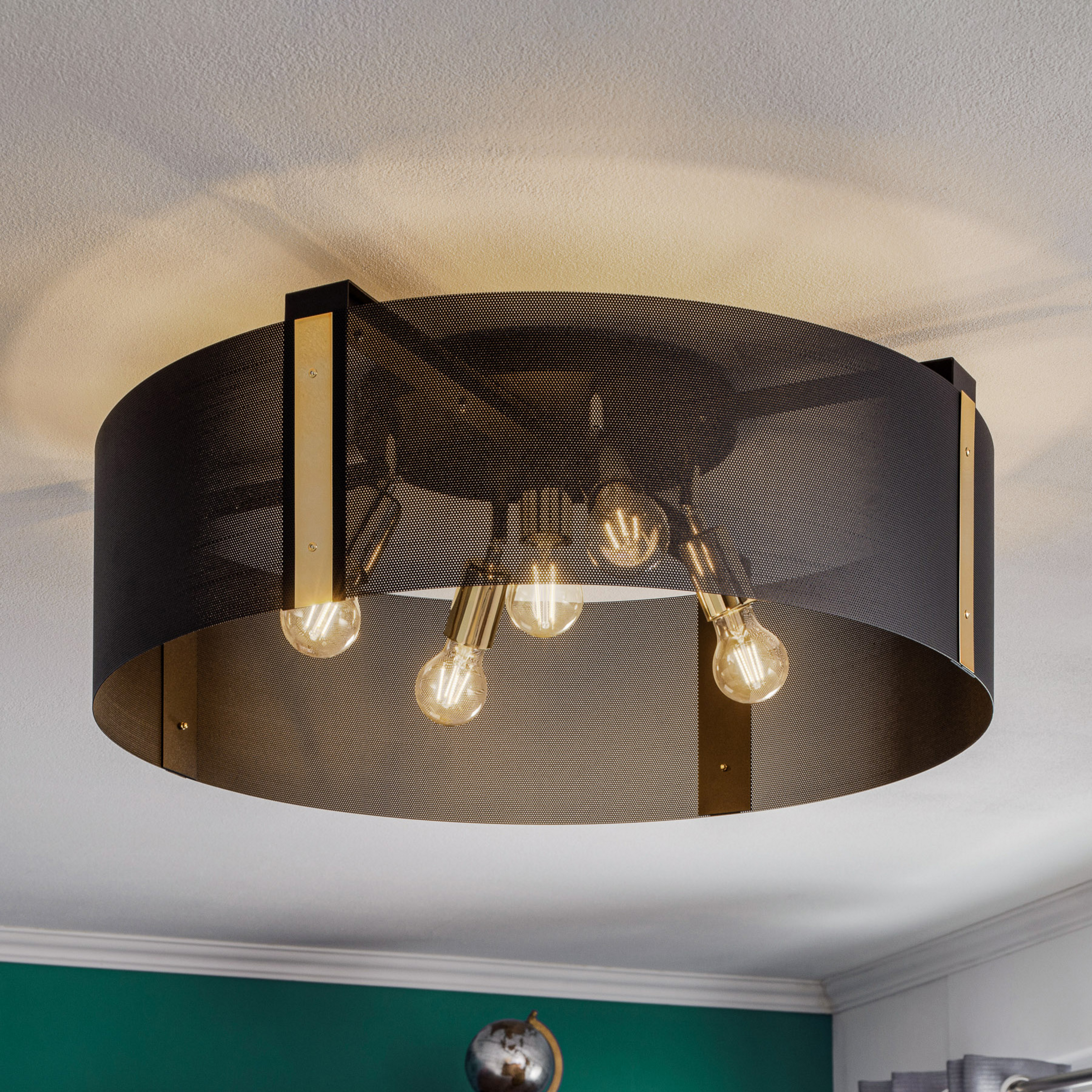 Candeeiro de teto Etro, Ø 70 cm preto/dourado