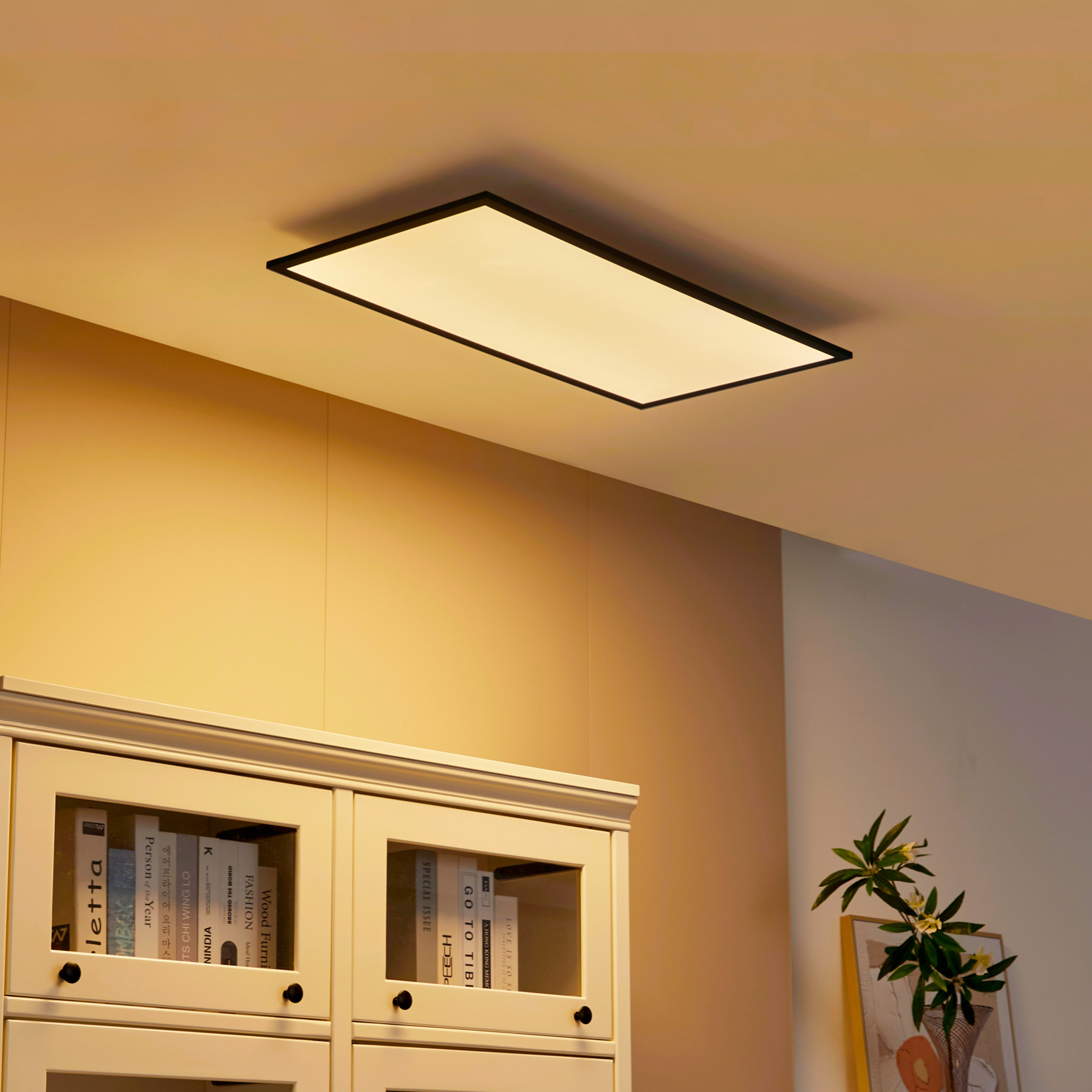 Lindby LED-Panel Lamin, schwarz, 80 cm, CCT, dimmbar, Remote