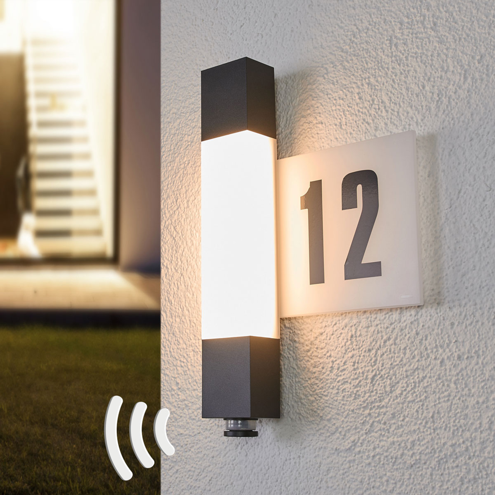 Steinel STEINEL L630 LED house number light with sensor, plastic, 8.2 W, energy efficiency: A+, W: 21.1 cm, H: 36.4 cm