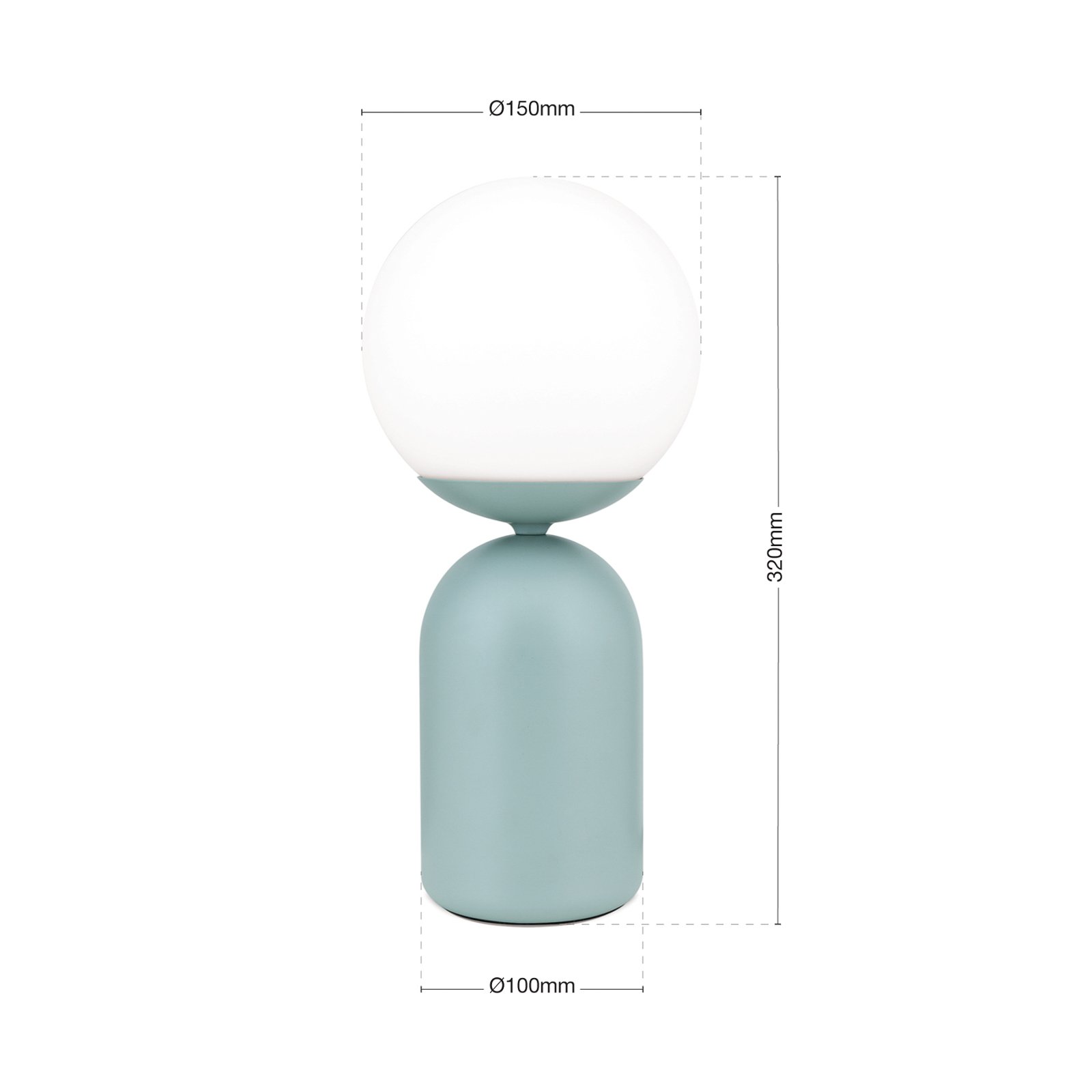 Stanley table lamp, light green, height 32 cm, ceramic/glass