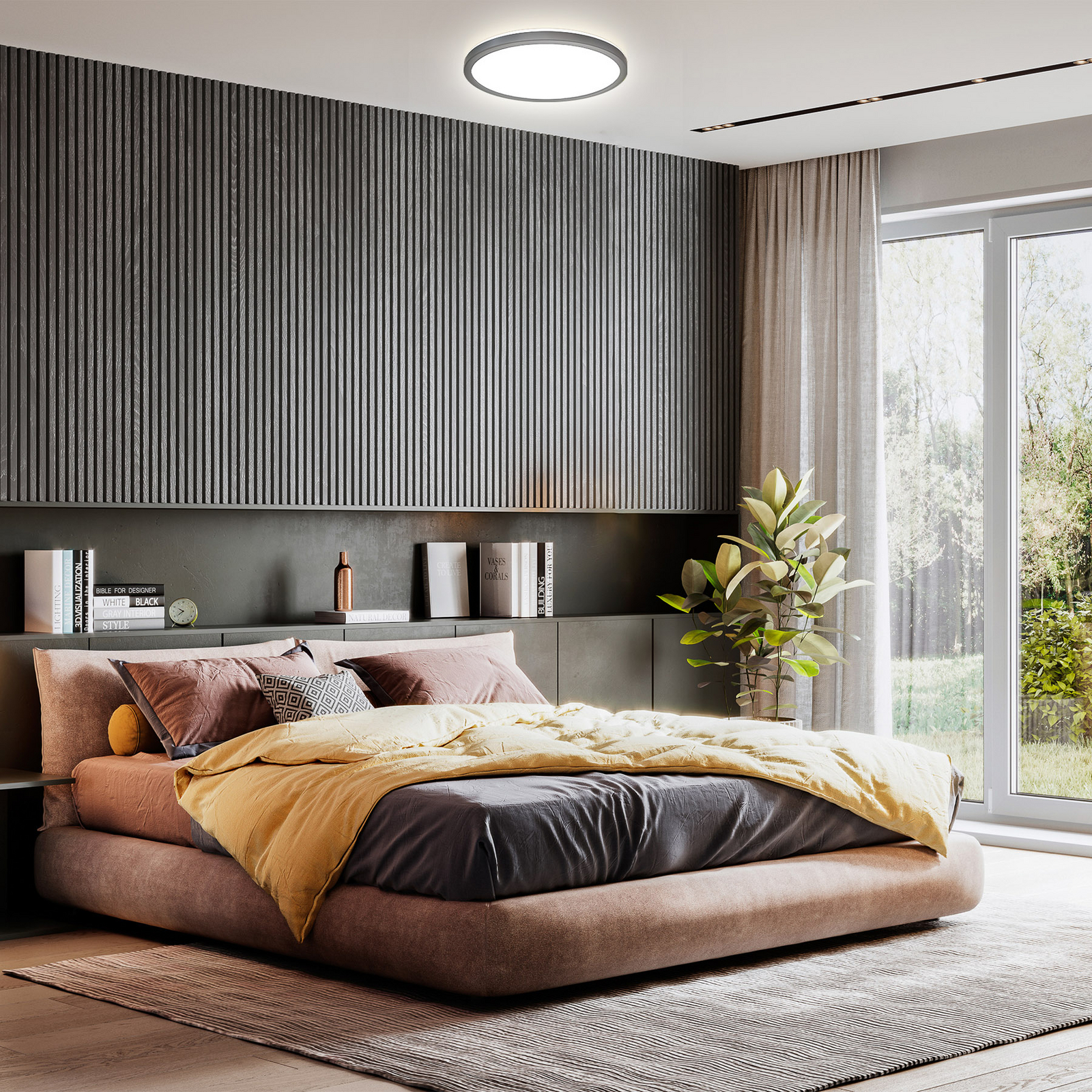 LED paneel Slim met afstandsbediening RGBW, Ø 29 cm, zwart,