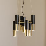 Pendelleuchte Orino, schwarz/gold, Metall, 7-flg., GU10