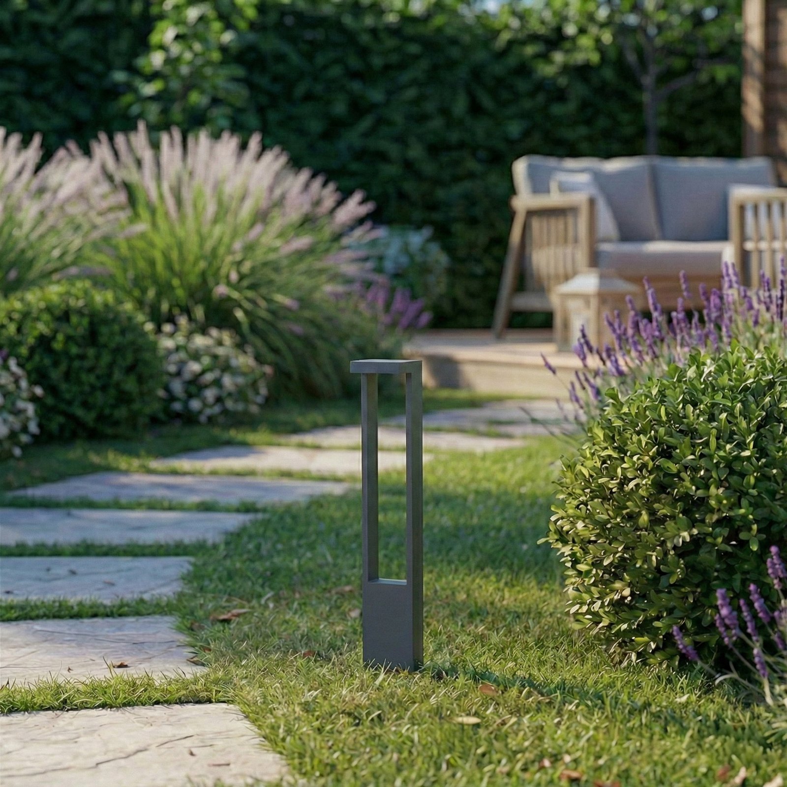 Lindby, borne lumineuse LED Lonete, hauteur 65 cm, anthracite, IP65