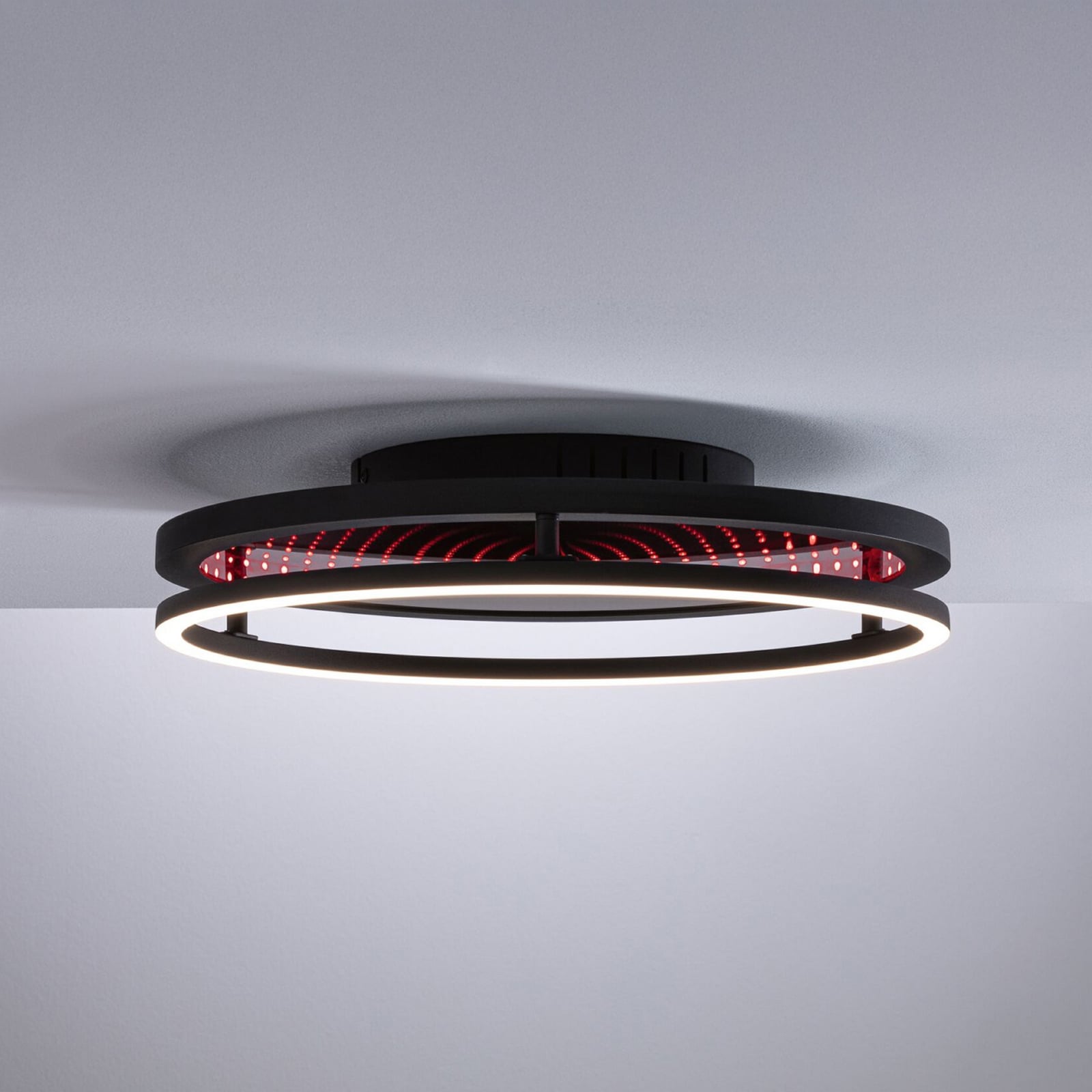 Paulmann LED-taklampa Spaceglow One, svart, Ø39 cm, RGBW Paulmann LED-taklampa Spaceglow One, svart, Ø39 cm, RGBW