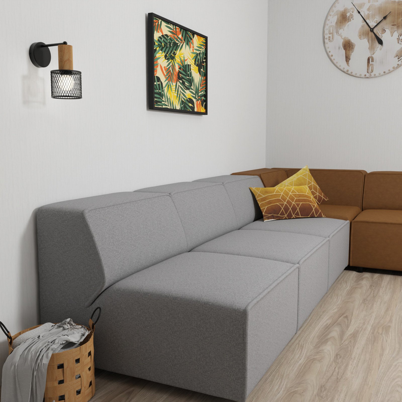 Eko-Light Aplică de perete Sobresa cu abajur cu grilaj - Camera de zi / sufragerie - negru culoarea lemnului - Metal