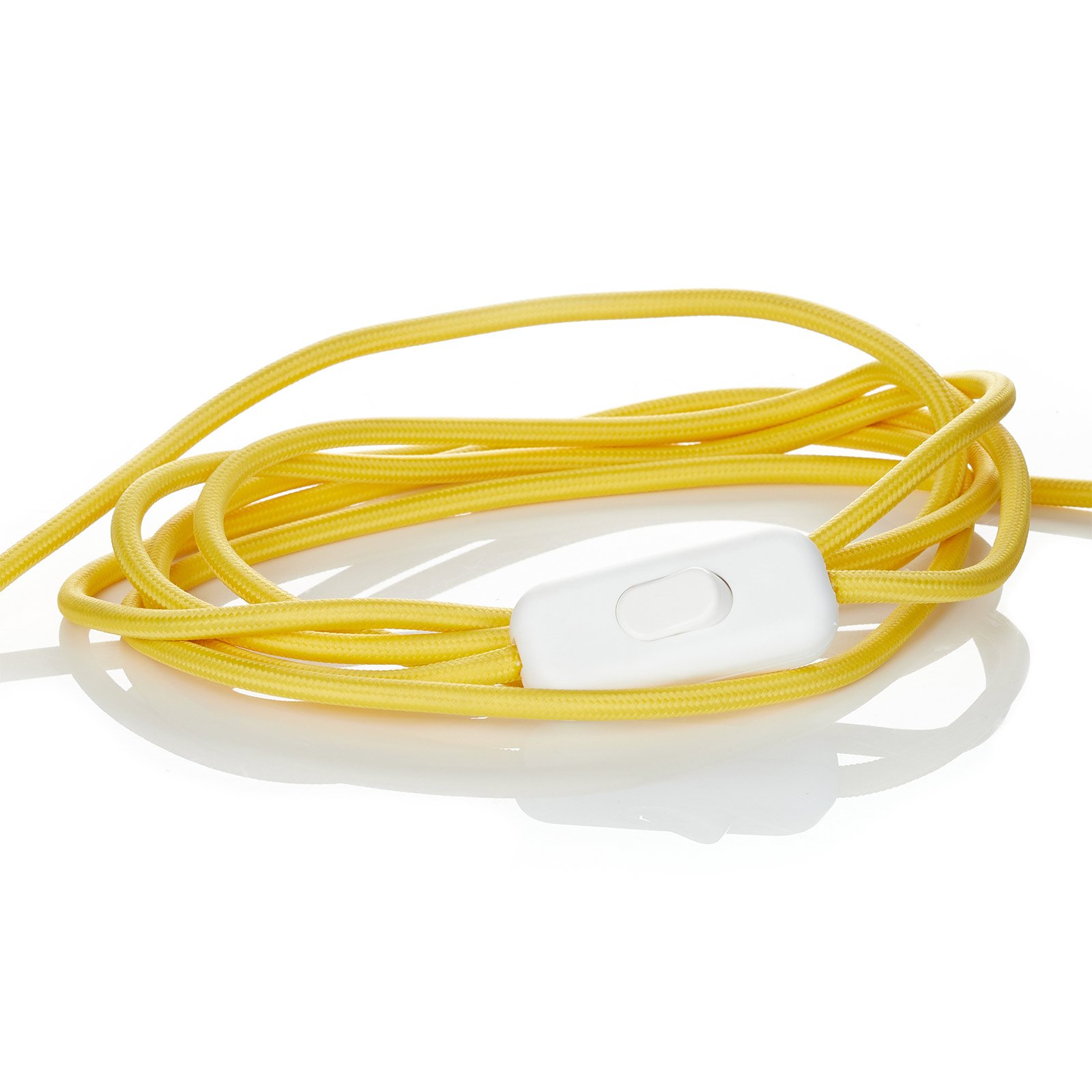 Keramiek-wandlamp A185 met stoffen kap, geel