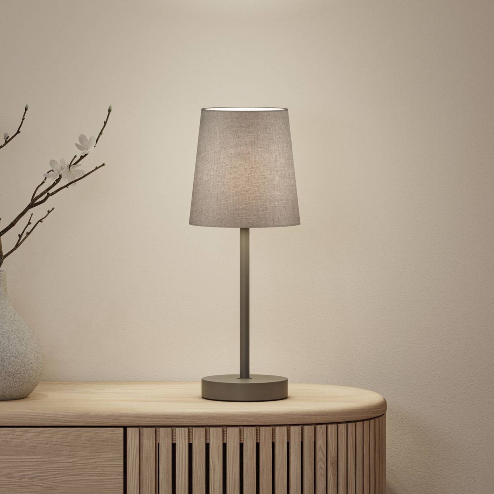 Paulmann Stellan II table lamp, grey, height 40 cm, fabric