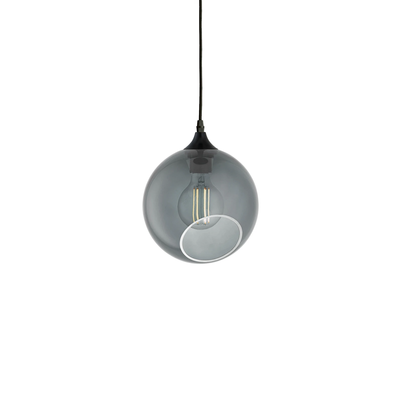 DESIGN BY US Lampă suspendată Ballroom, gri fumuriu, Ø 20 cm, sticlă
