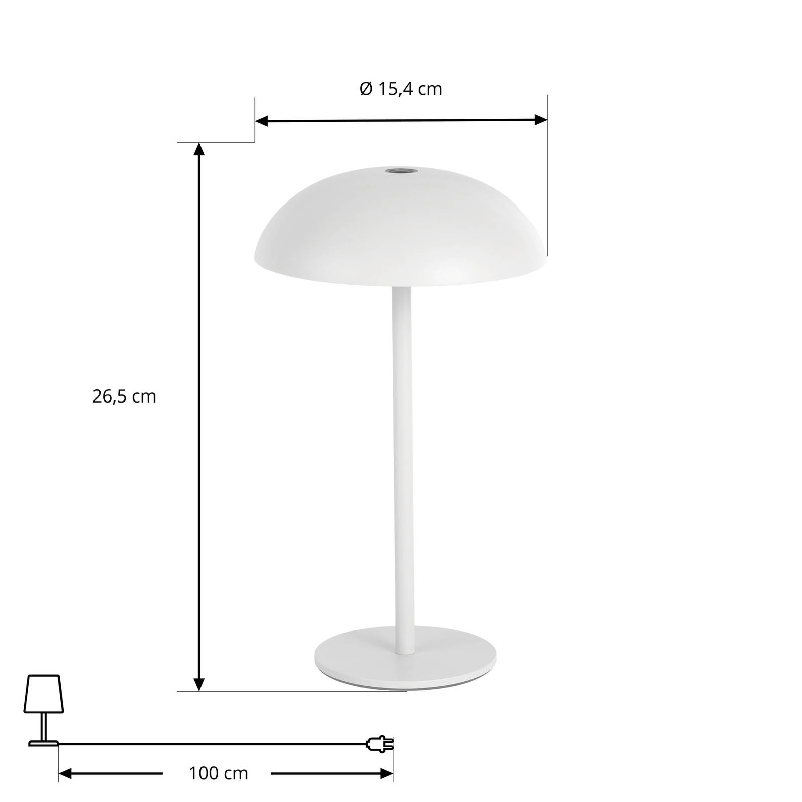 Arcchio LED ładowalna lampa stołowa Thenra, biała, uchwyt ścienny