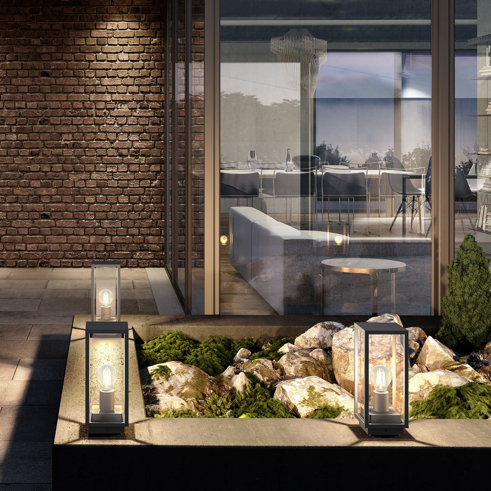 Annalea Lámpara Exterior/Jardín H35 Dark Grey/Clear - Lucande