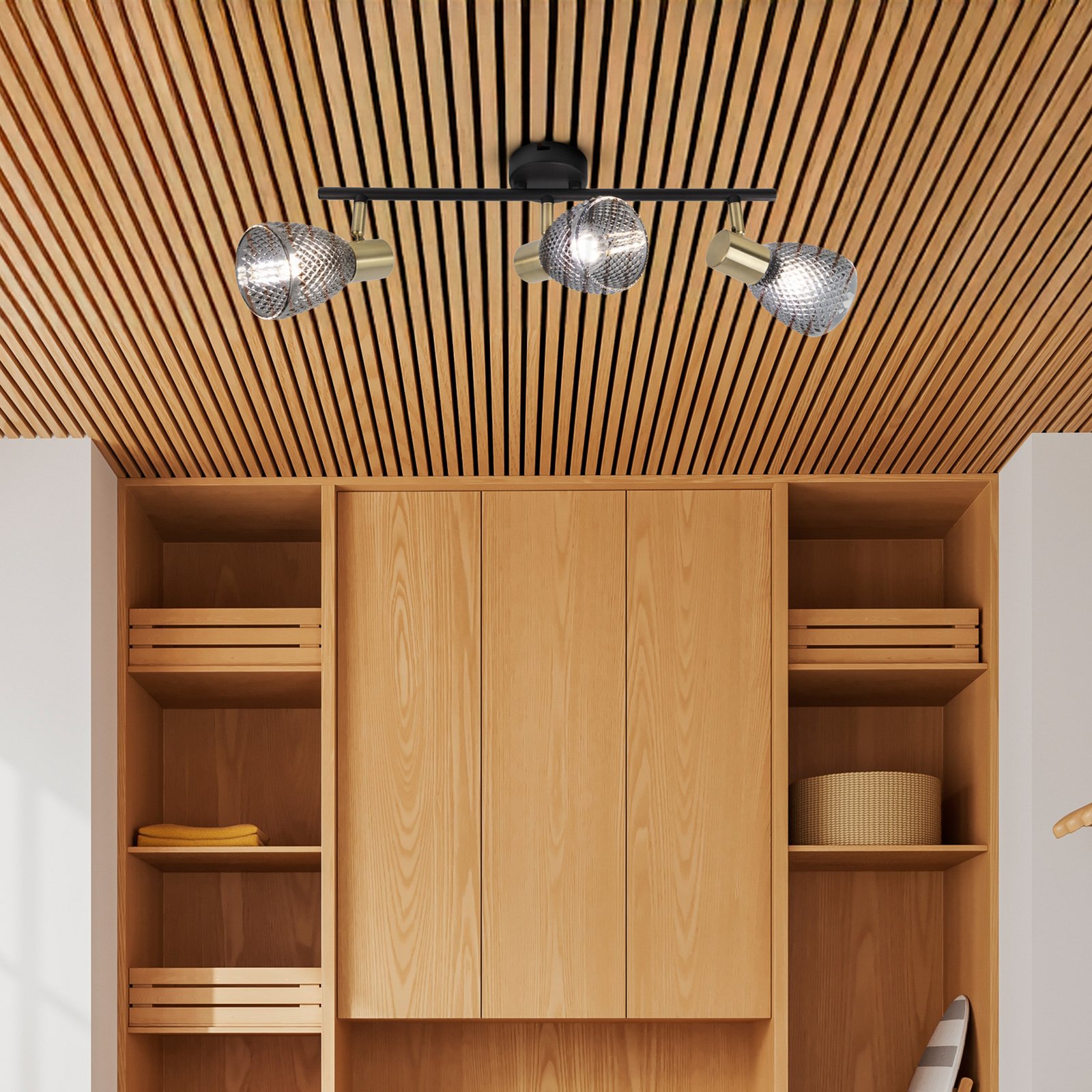 Laelamp Lindita, 3-leekiline, klaas, suitsuhall, E14 Laelamp Lindita, 3-leekiline, klaas, suitsuhall, E14