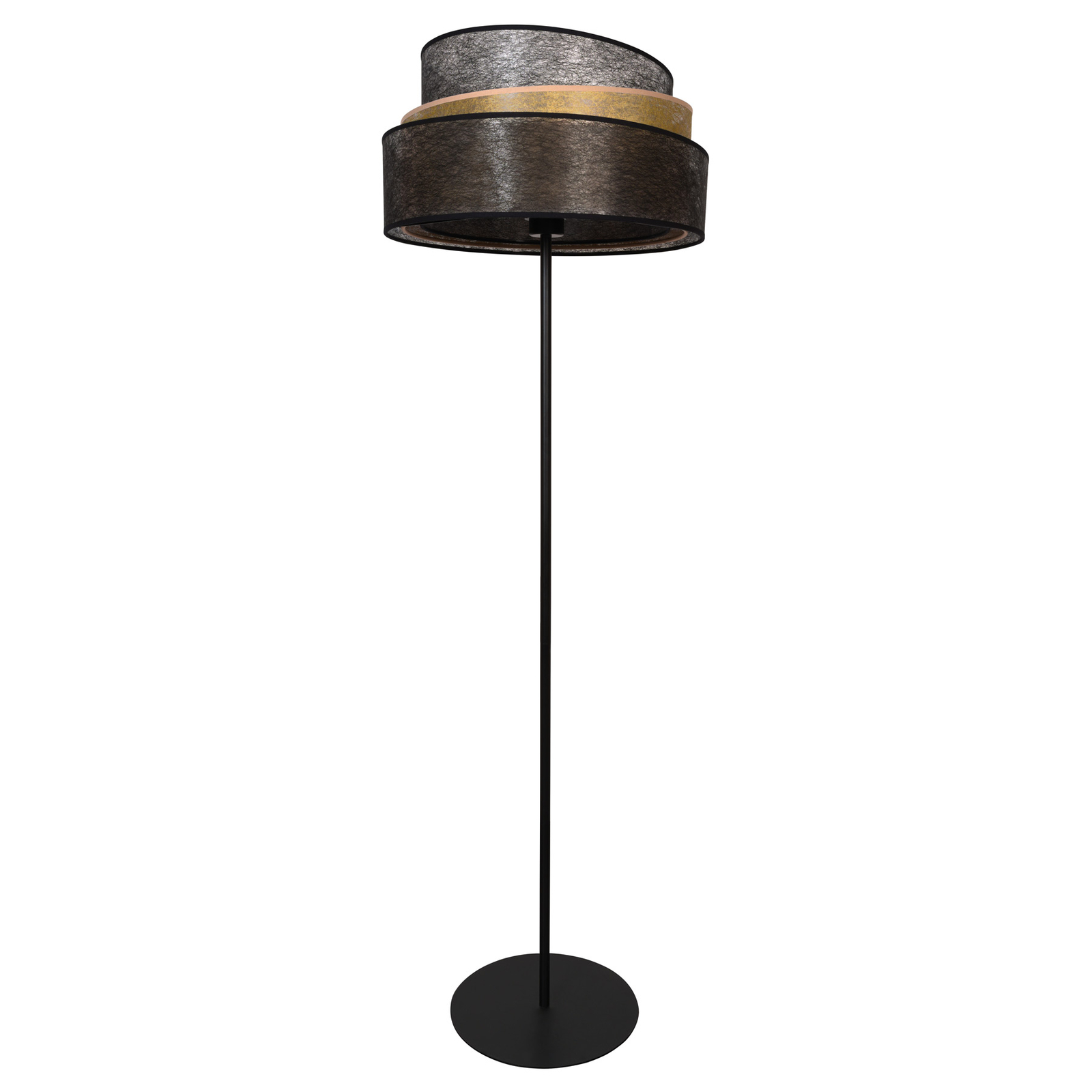 Trio shine álló lámpa, gyapjú, fekete/arany Ø45cm