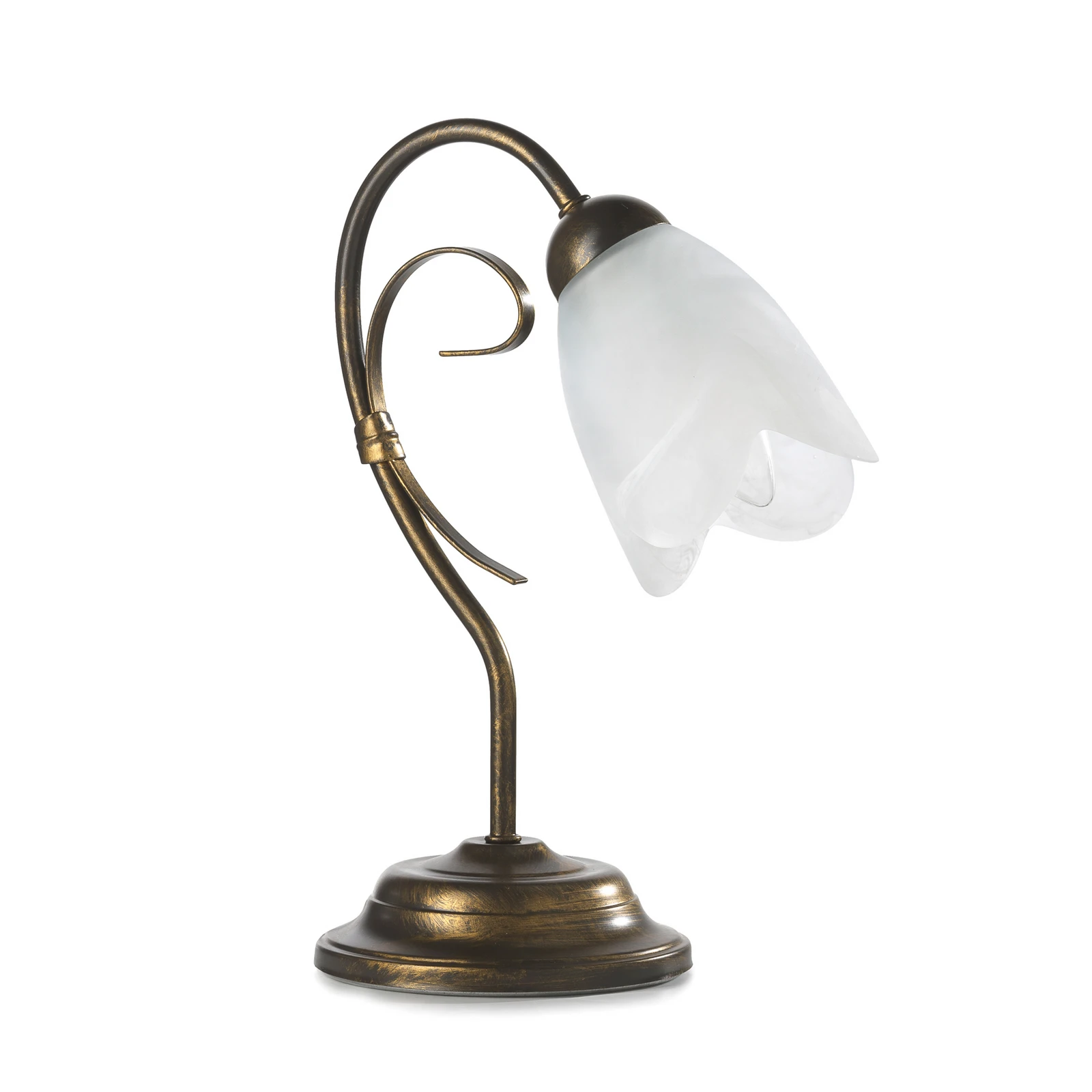 Stolní lampa Odino, jednoplamenná, bronzová, kov, sklo