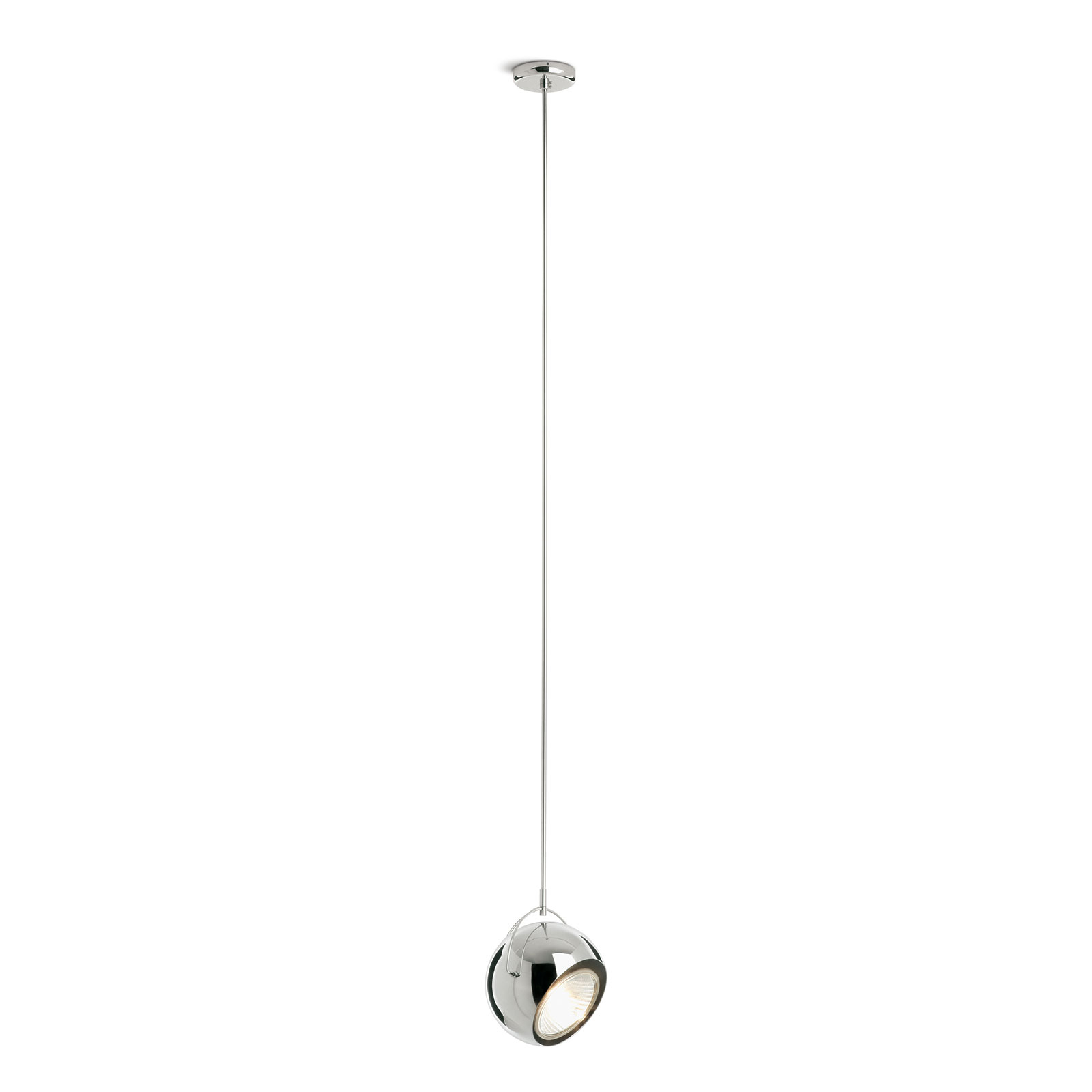 Fabbian Beluga Steel chrome hanging light, Ø 14 cm