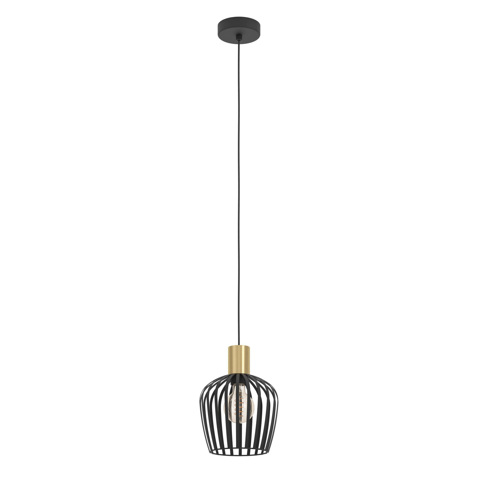 Empoli pendant light, black/brass-coloured