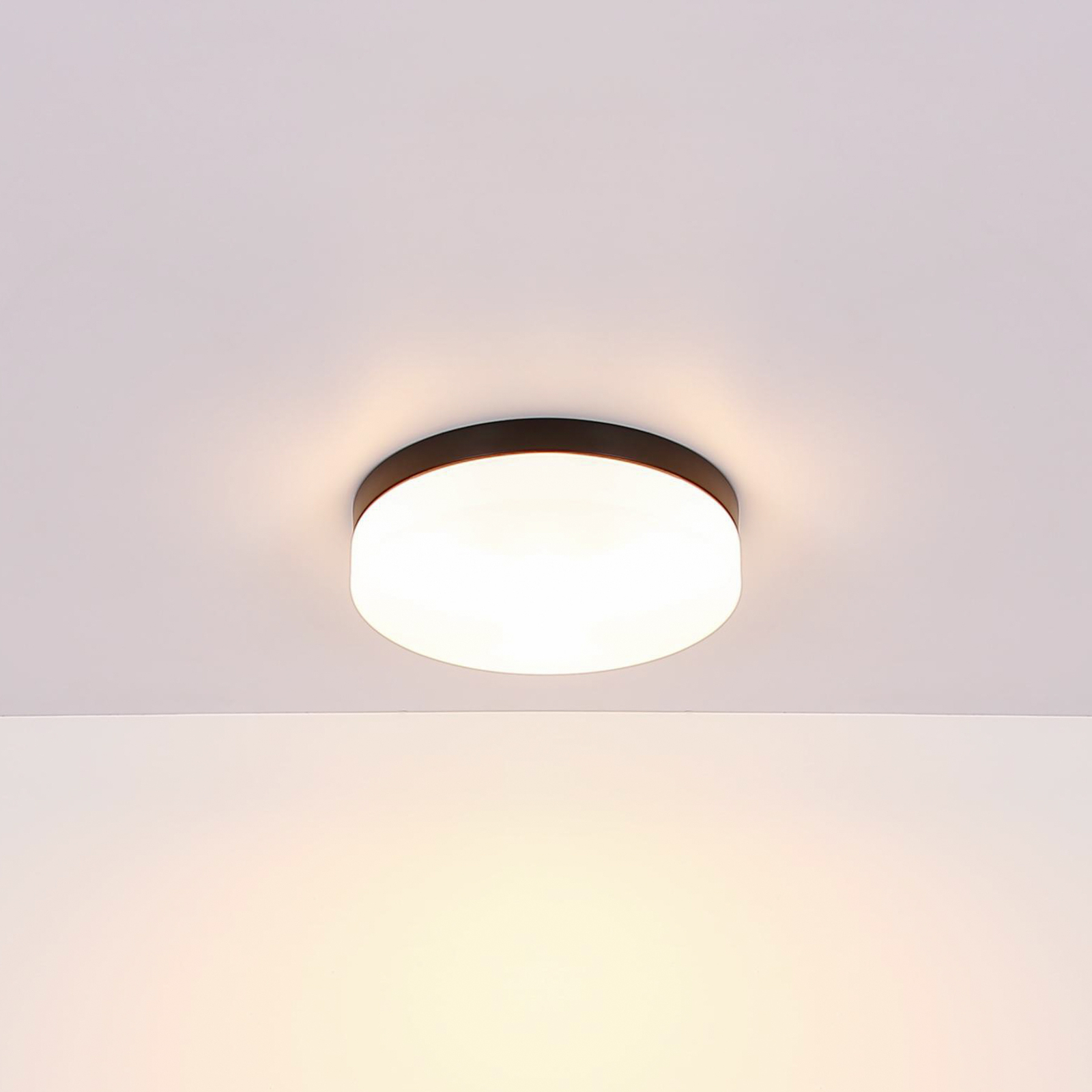 Utendørs taklampe Vranos, matt sort, Ø 24 cm, aluminium