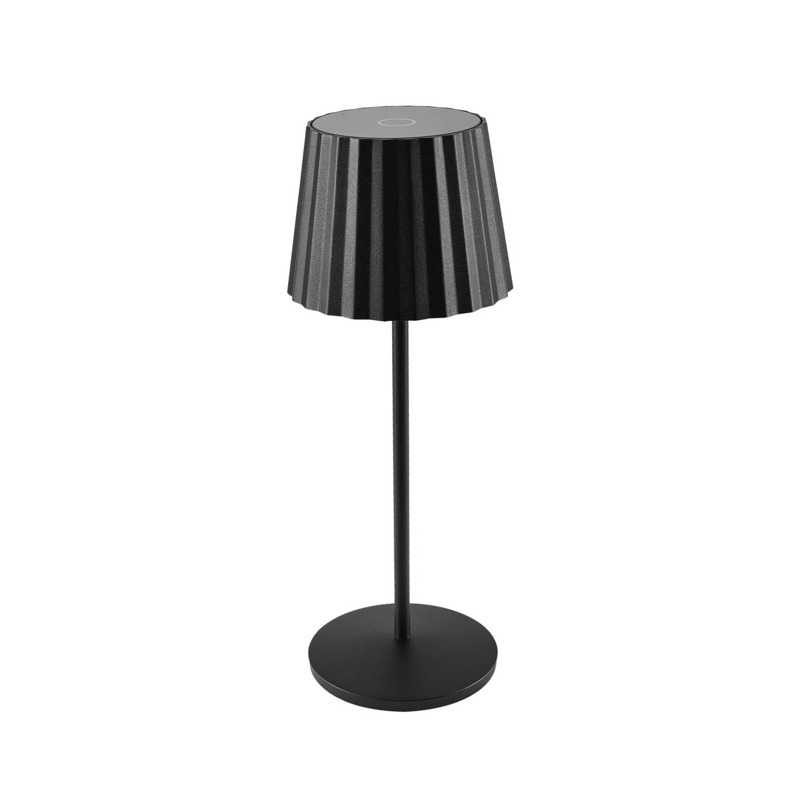 Lindby LED-Akku-Tischleuchte Esali, schwarz, Metall, IP65