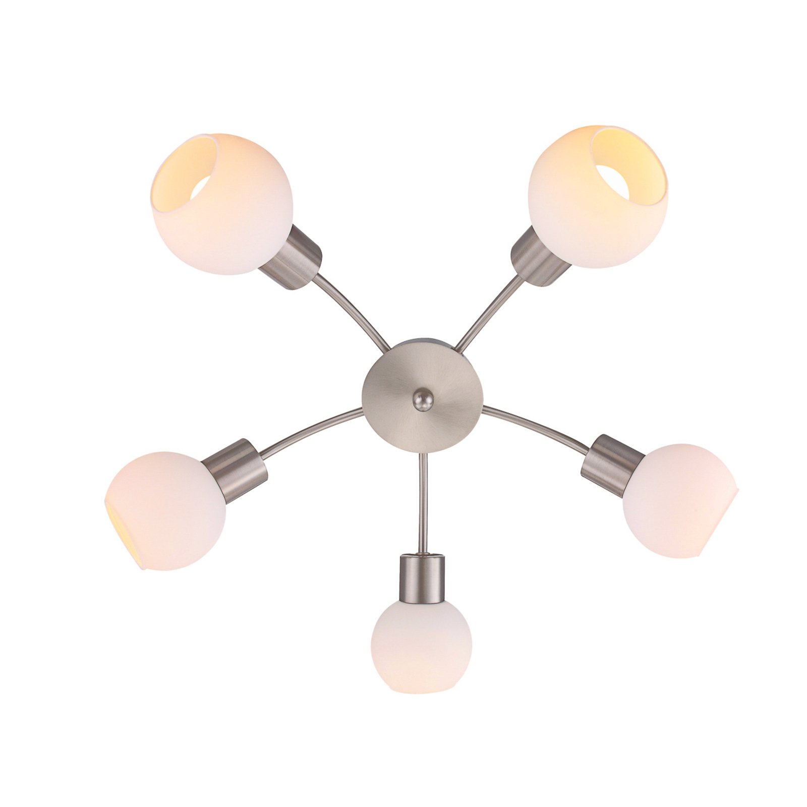Plafondlamp Elaina 5-lamps rond, mat nikkel
